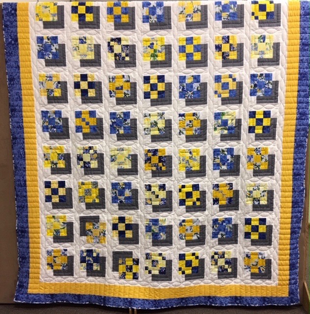 Flower Boxes in the Shadows, Pieced, Hand Quilted, Donated by Silverwood Mennonite Women, 88 x 104”