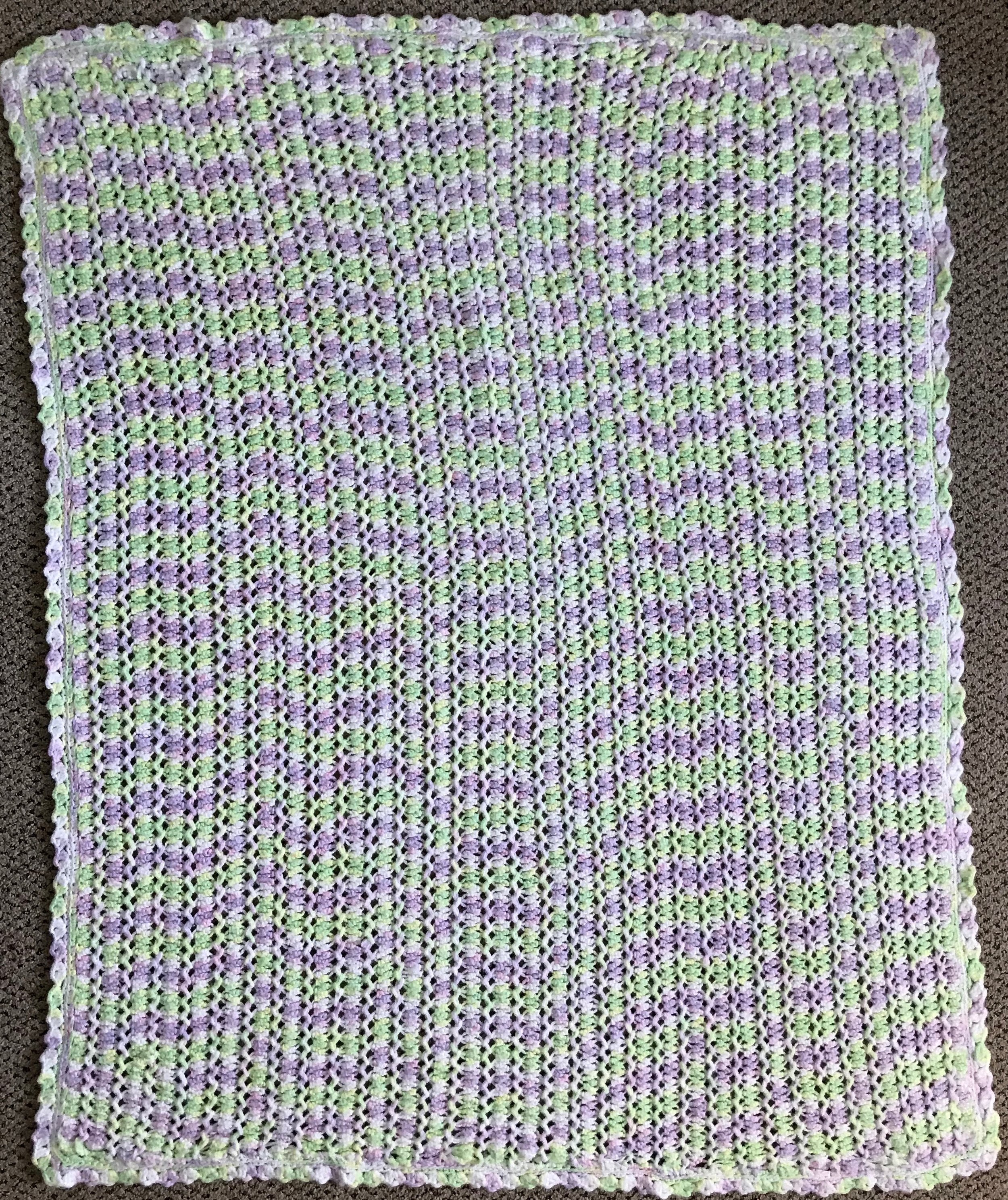 Sweet, Crocheted, Baby Afghan, donated Anonymously, 38 x 48