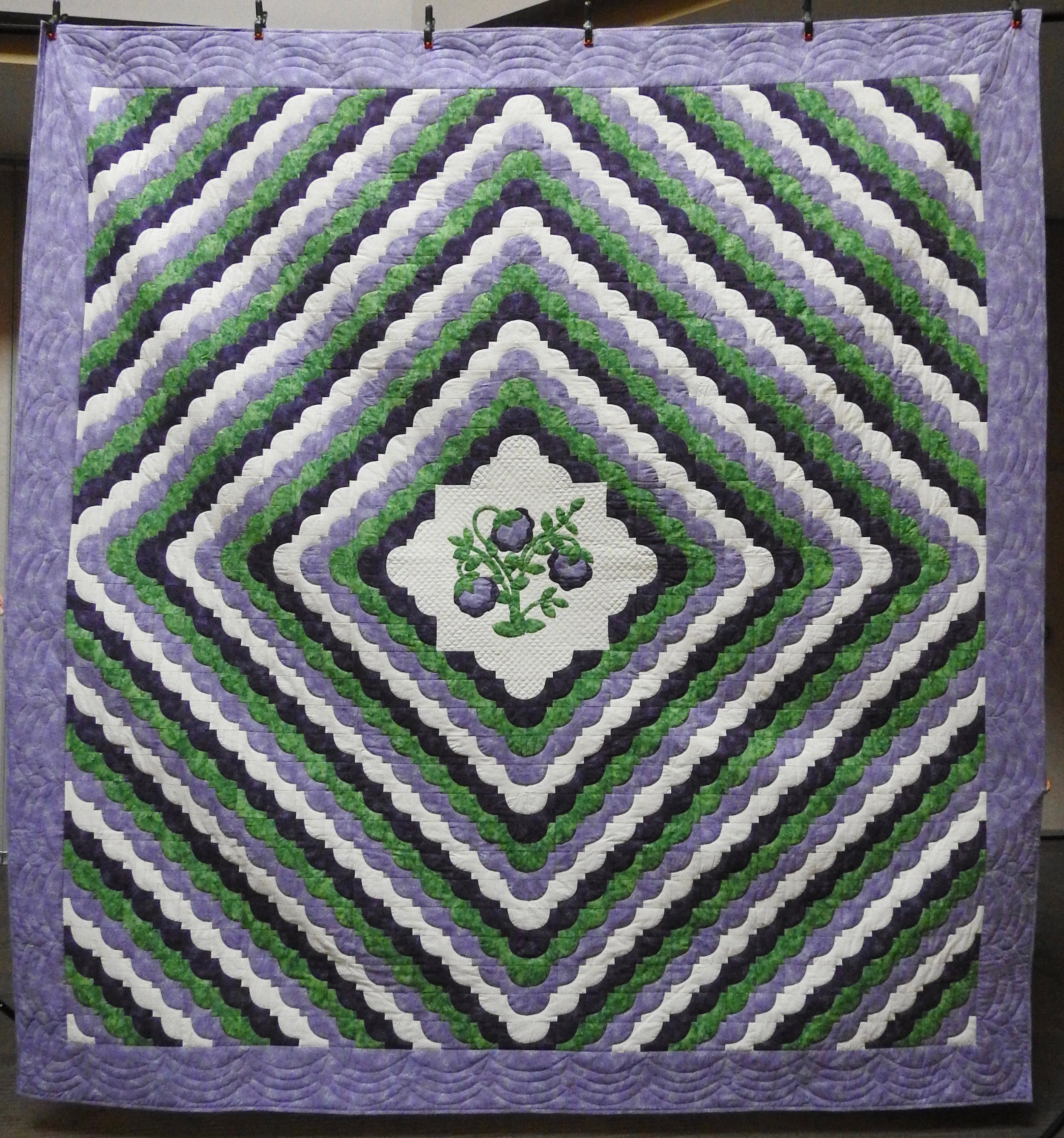  Primrose Path, Pieced, Appliquéd &amp; Hand Quilted, Signed &amp; Dated, donated by Waterford Mennonite Women, 105 x 113”