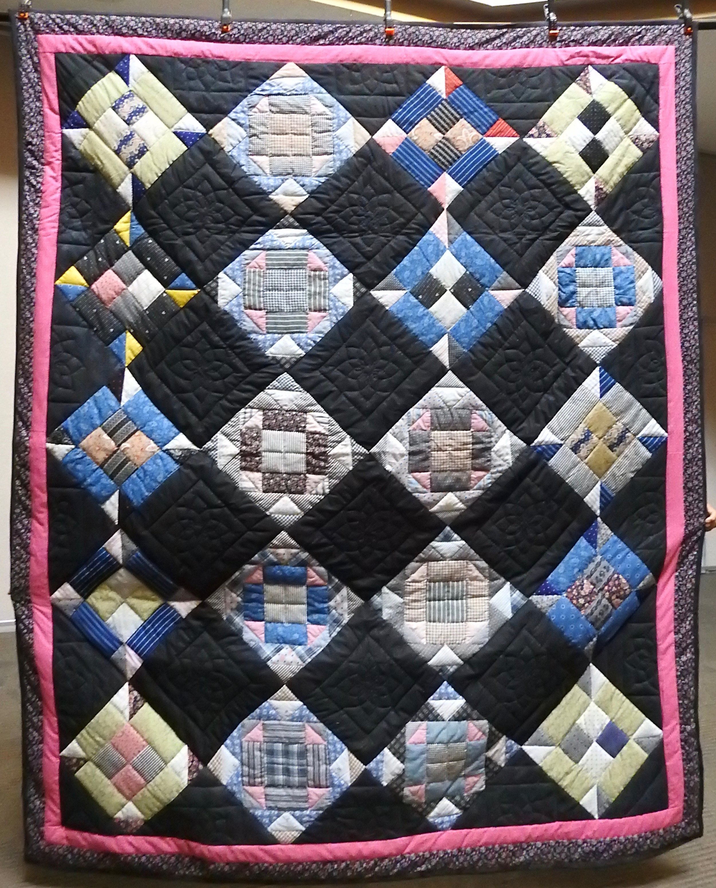 Winter Dusk, Pieced, Hand Quilted, Signed &amp; Dated, donated by First Mennonite, Middlebury, 74 x 96”