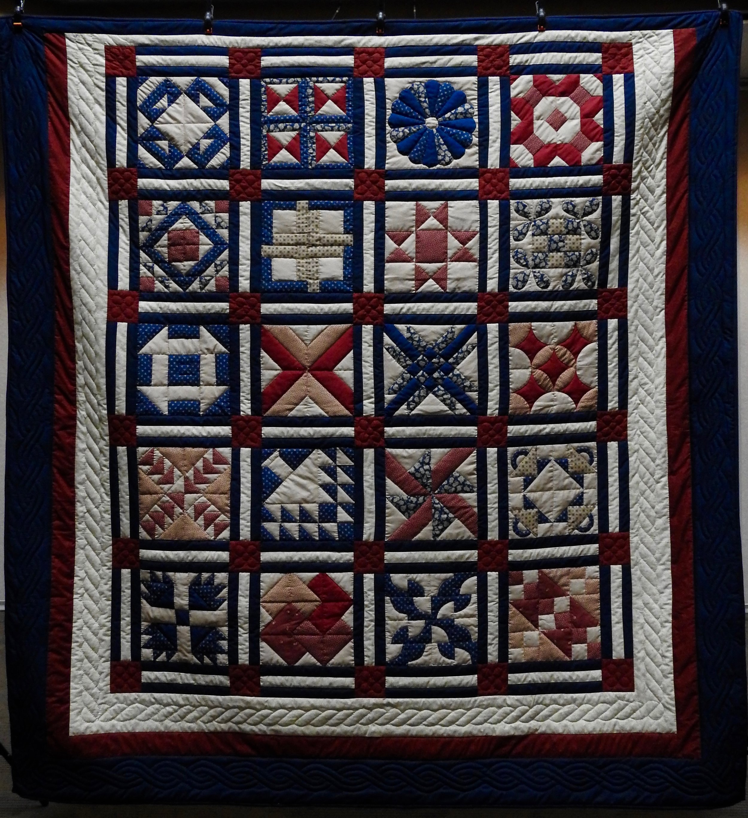 Sampler, Pieced, Hand Quilted, donated by The Depot Quilt Room