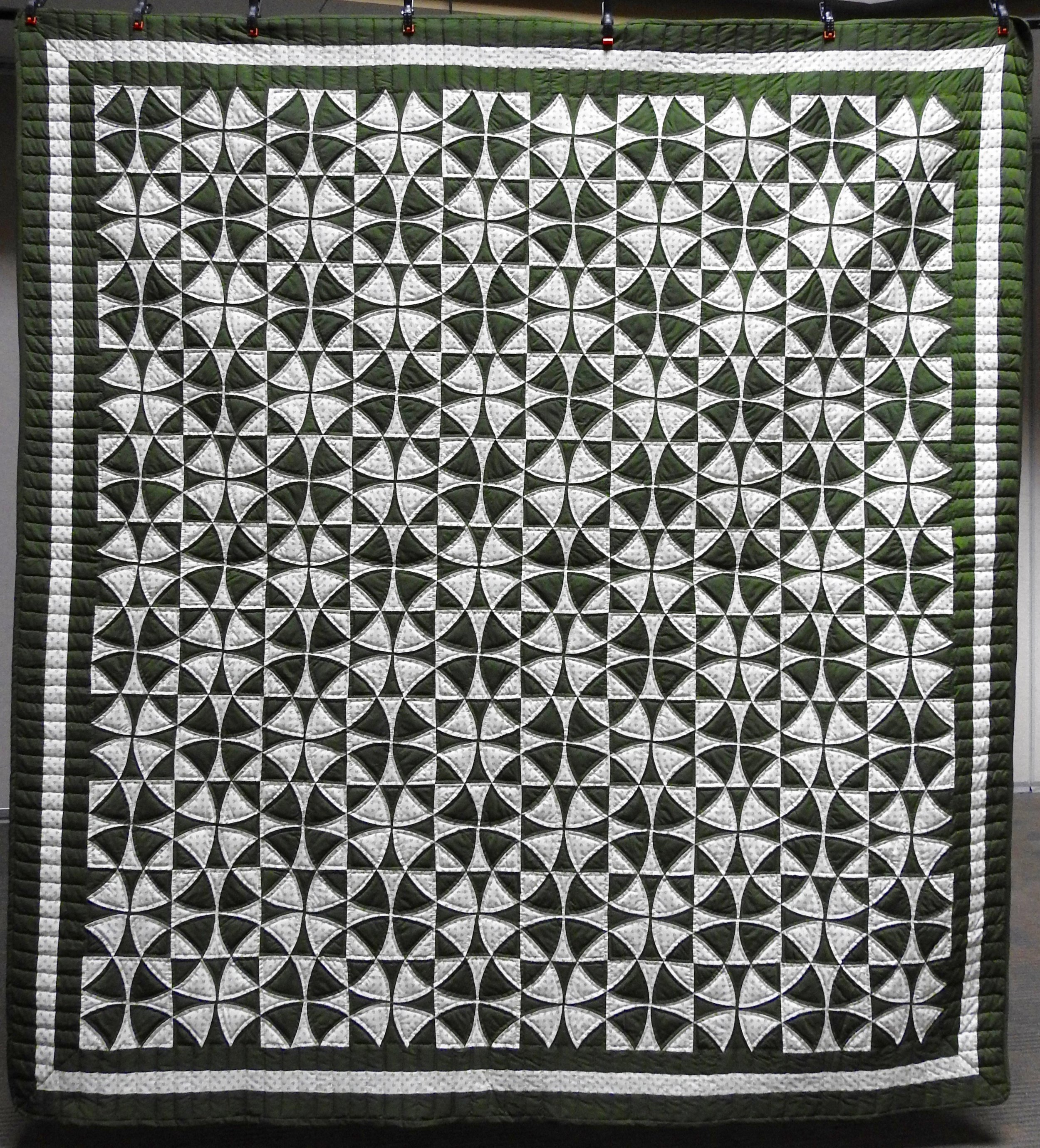  Wheel of Fortune, Pieced, Hand Quilted, 92 x 100”
