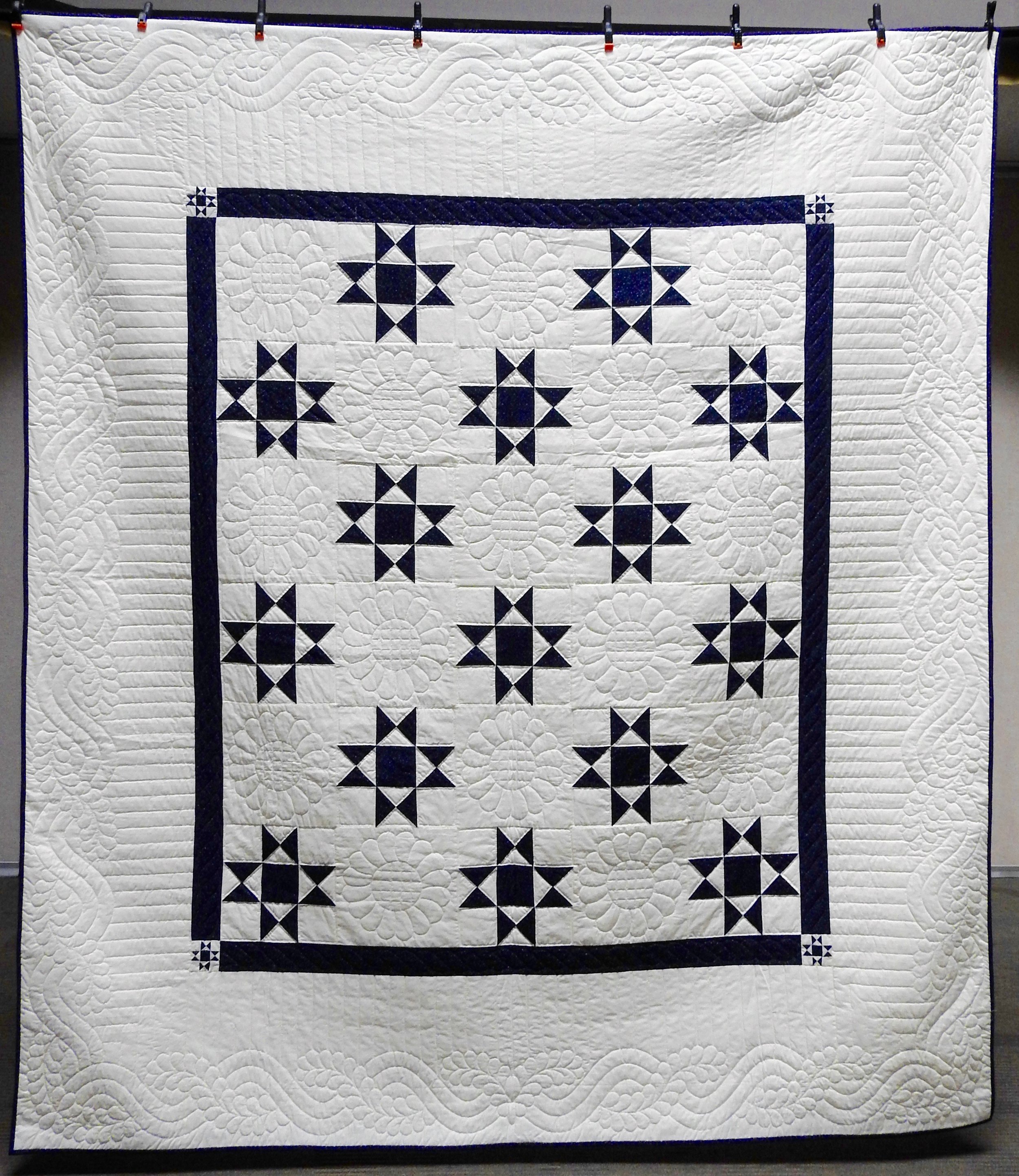 Ohio Star, Pieced &amp; Hand Quilted, 98 x 111”