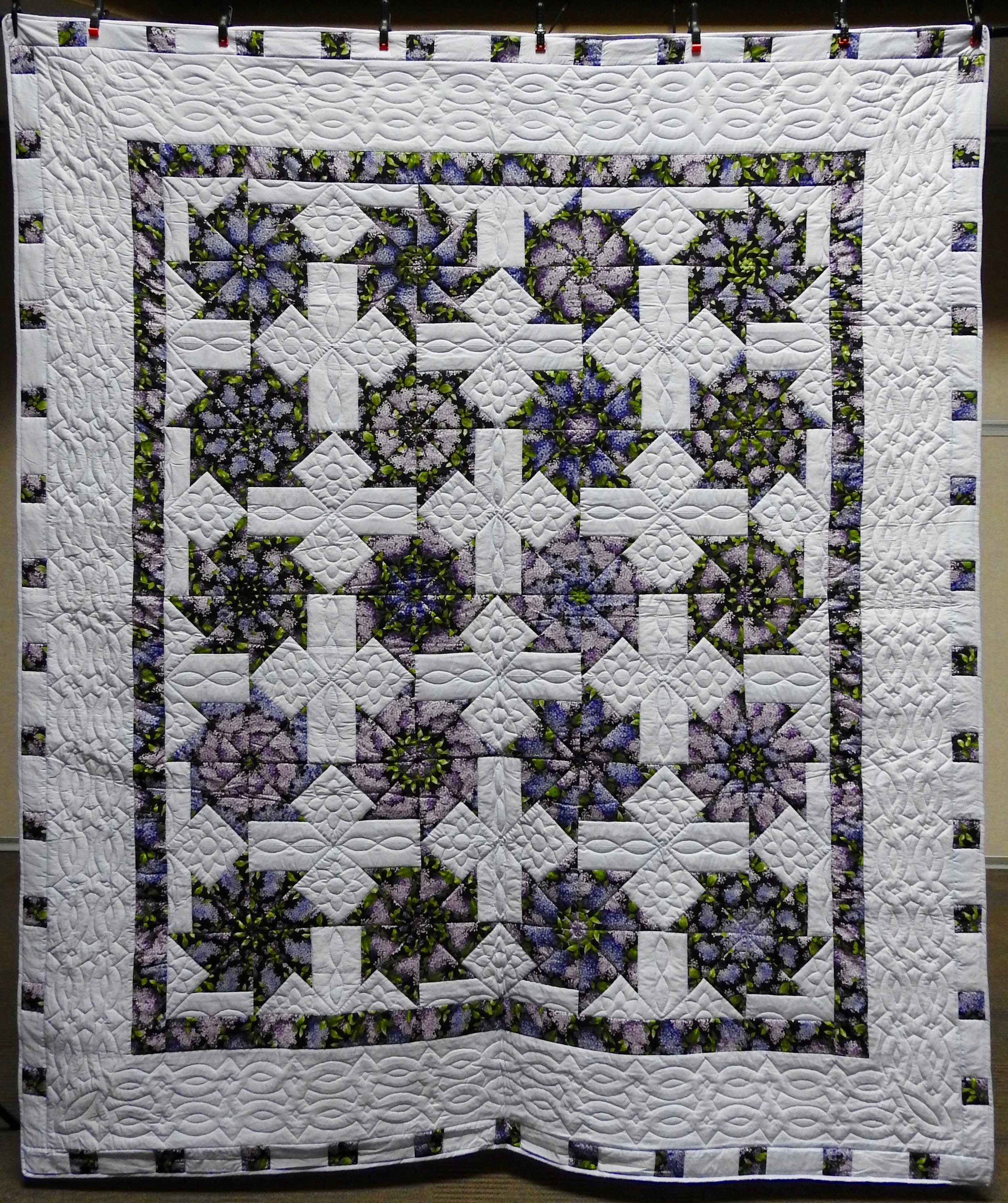 Pinwheel Stack ’n’ Whack, Pieced &amp; Hand Quilted, 89 x 103”
