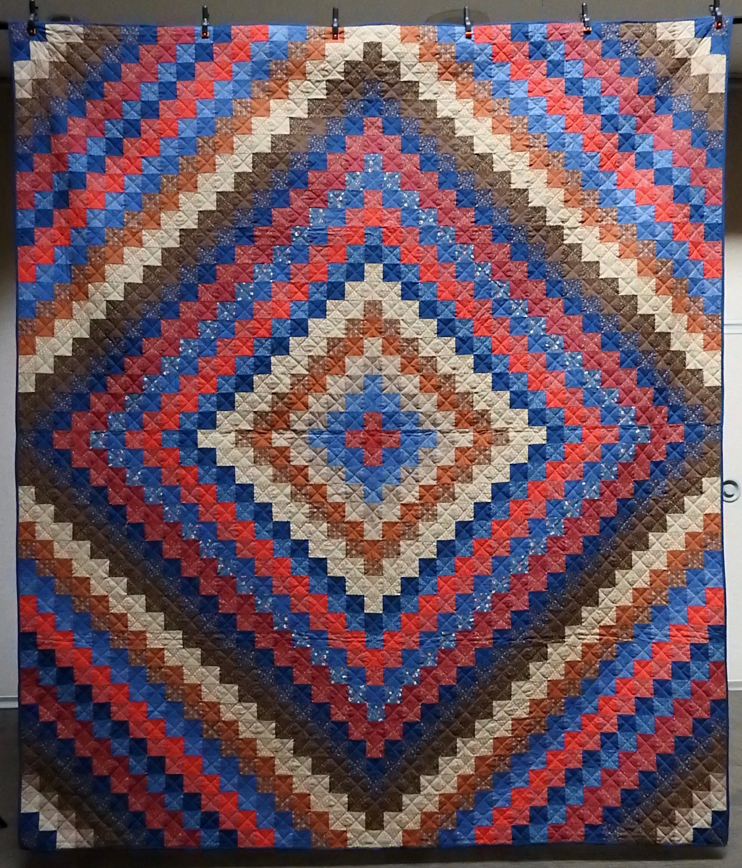 Trip Around the World, Pieced & Hand Quilted, 97 x 112”