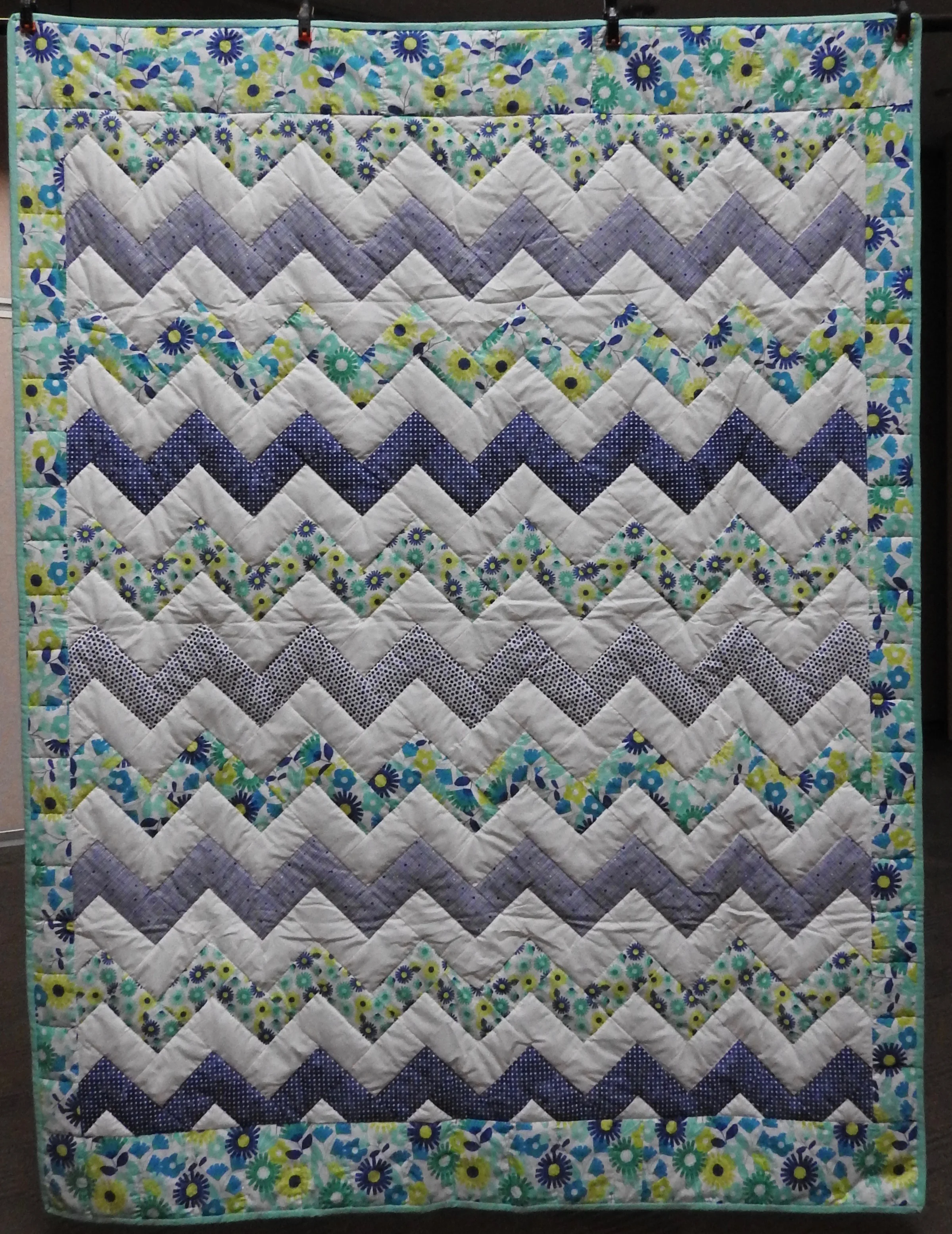 Wildflower Garden, Pieced, Hand Quilted, Holdeman Mennonite Church, 61 x 80”