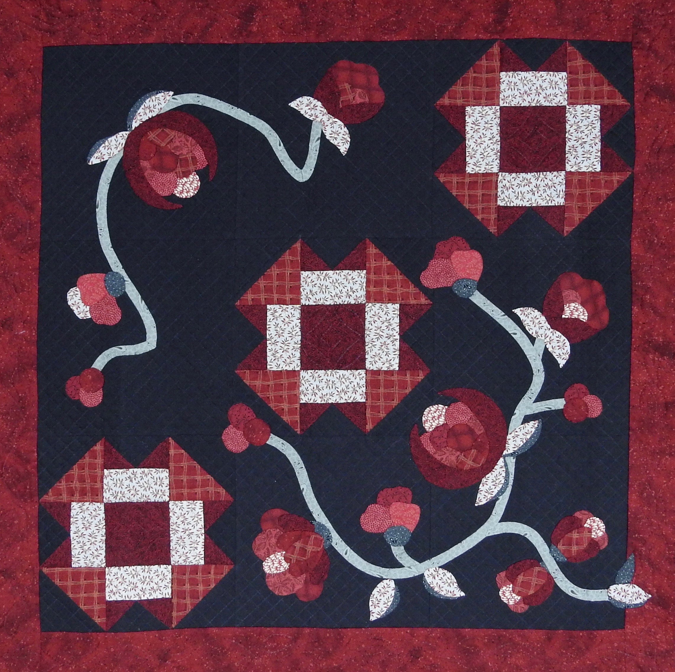 Yours Truly, Designed &amp; Pieced by Helen Glick, Appliquéd &amp; Quilted by Elaine Frey, donated by Elaine Frey &amp; Helen Glick, 31 x 31”