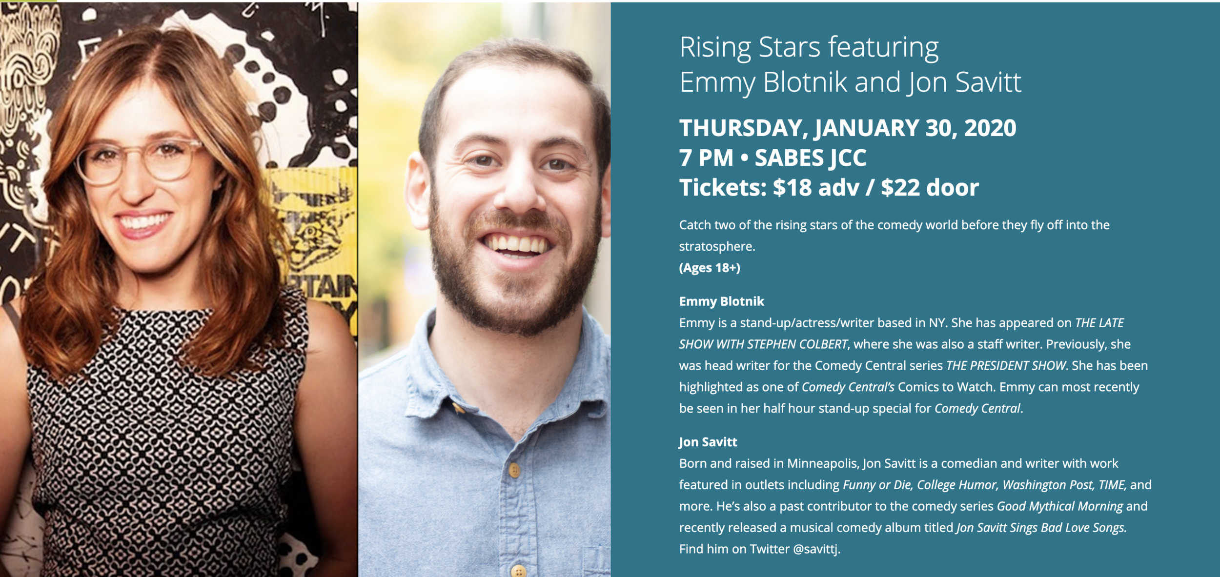 Emmy Blotnick | Jon Savitt - Twin Cities Jewish Humor Fest