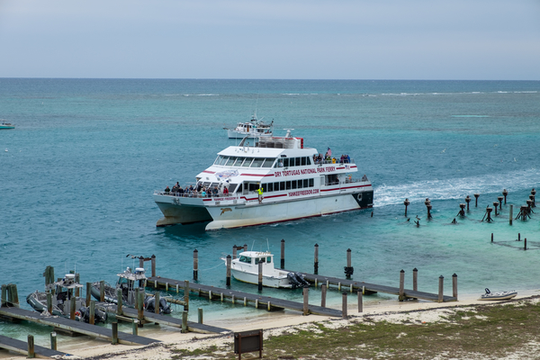 The Yankee Freedom III brings day trippers and campers daily 70 miles from Key West to the shores of Garden Key. Credit: Jonathan Irish