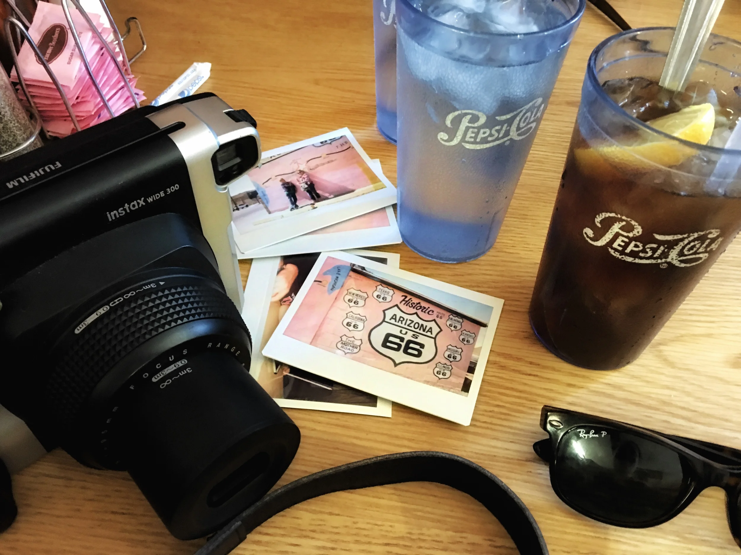 Photographing Americana on Route 66 on the way to Petrified Forest National Park in Arizona... Fujfilm Instax, Pepsi-cola, Ray Ban sunglasses, and America's favorite byway! 