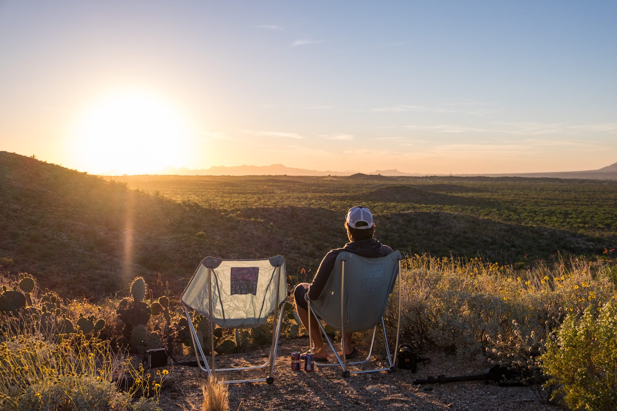 All set up just in time for sunset... Catching a minute to look just with our eyes on Cactus Loop Drive in the Rincon Mountain District, Saguaro East.