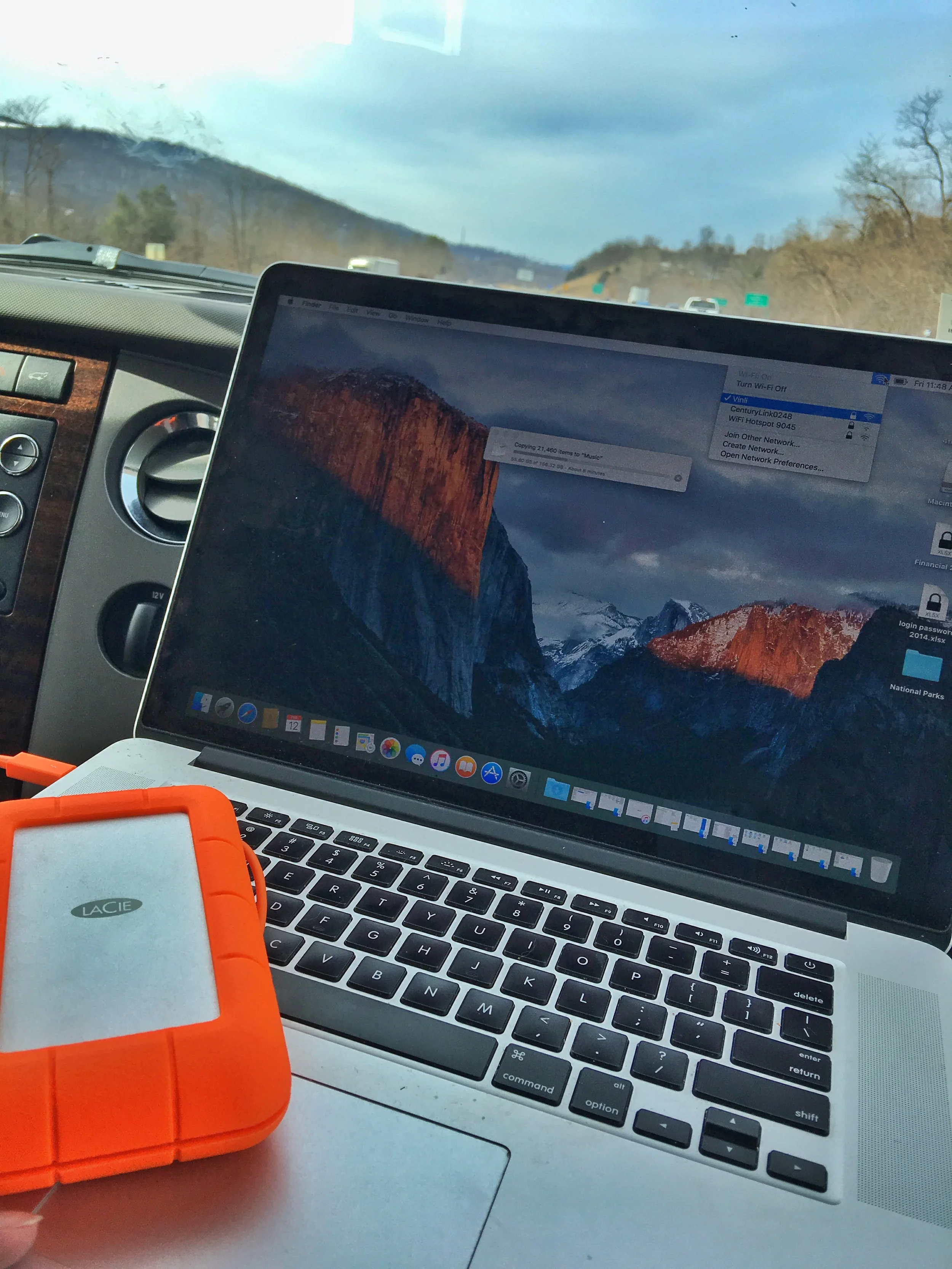 Working on the road is the lifeblood of this project. With Vinli hooked in to our car, we are able to get wifi hotspots as we trudge on down the road. 