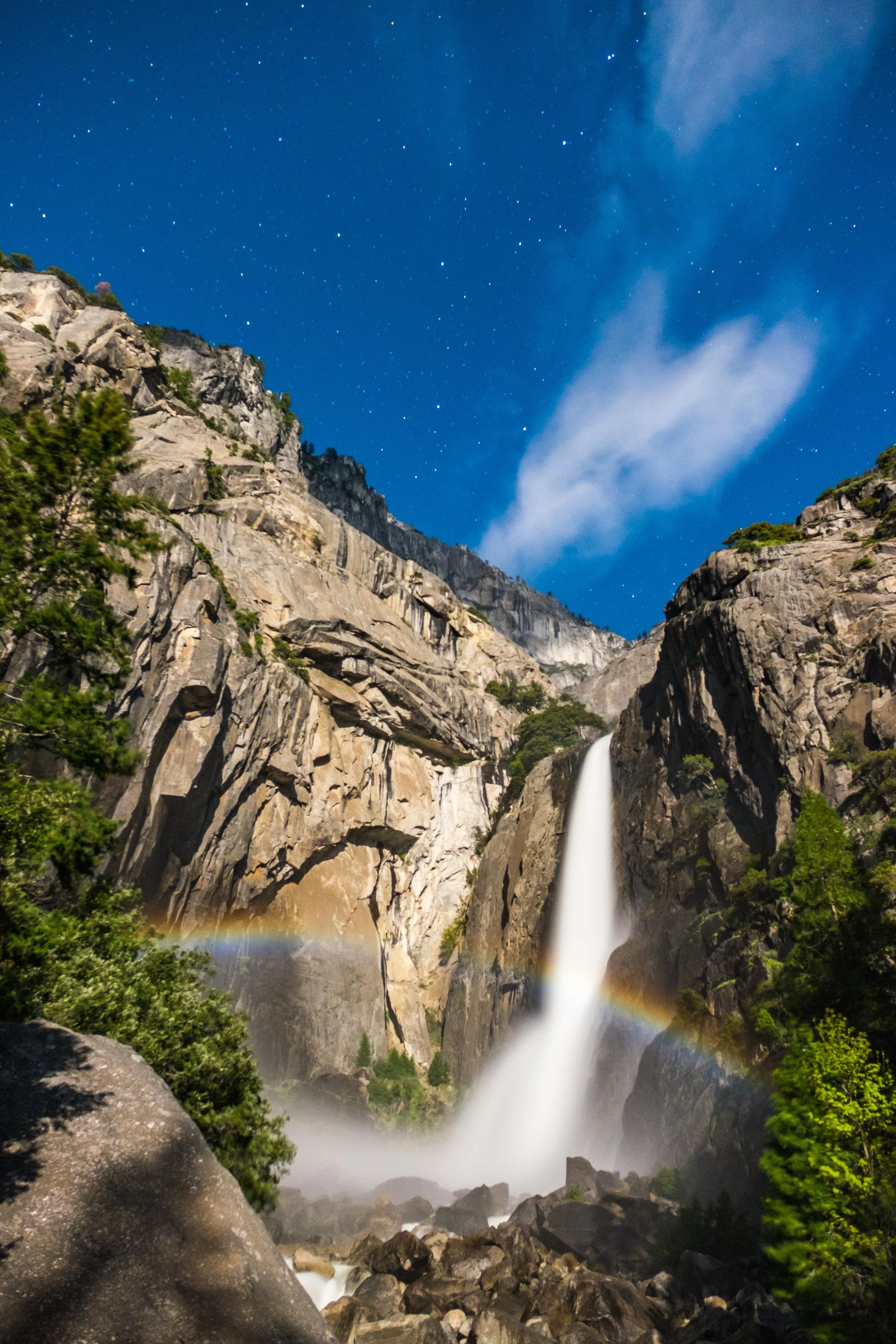 The rare Yosemite Moonbow captured in May, 2016, at Lower Yosemite Falls. Photo credit: Jonathan Irish