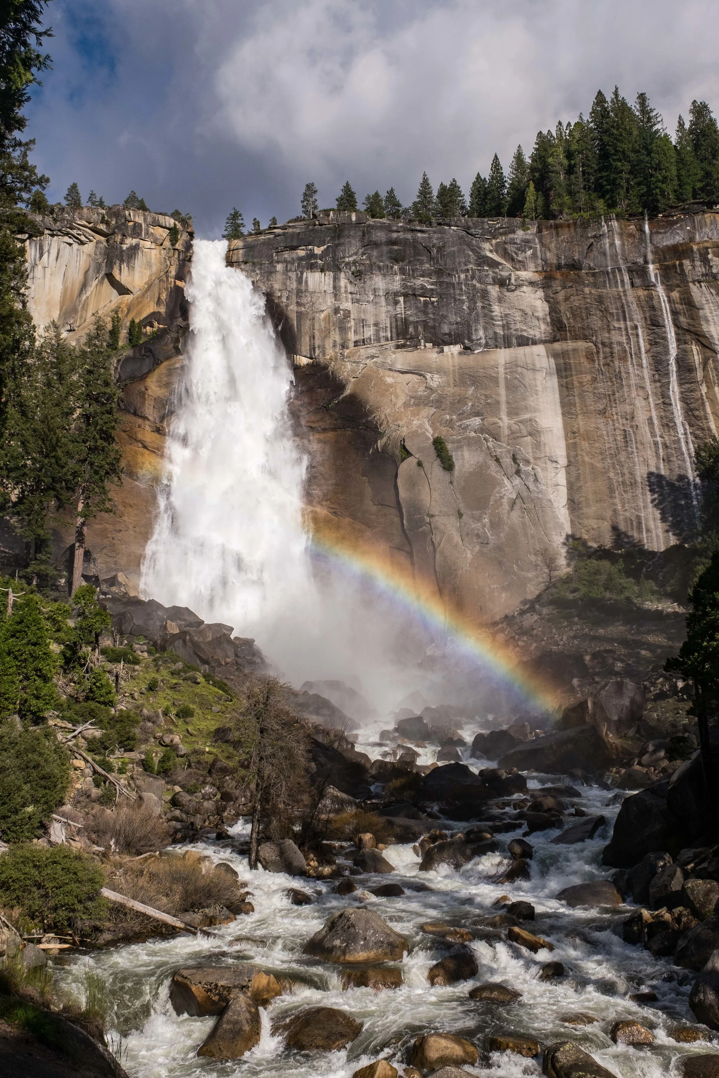 A beautiful rainbow greets us at Vernal Falls. Later that same day: the Yosemite Moonbow. 
