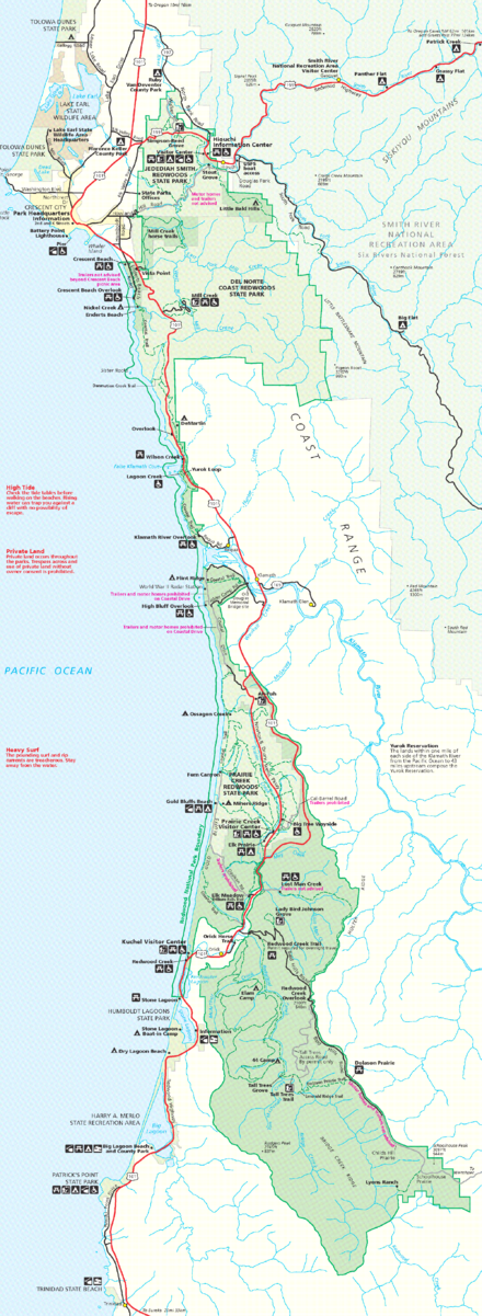 Map of Redwood National and State Parks. ( Click to enlarge .)