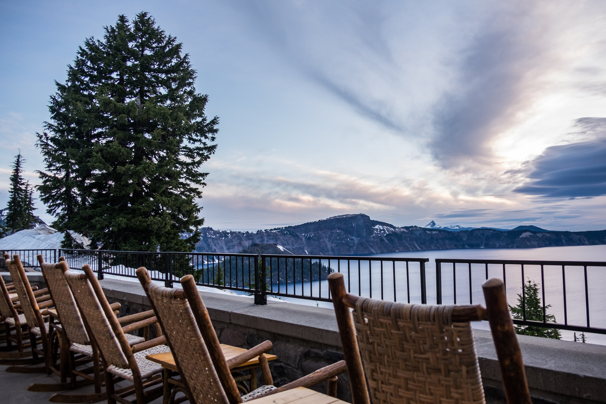The patio at the Crater Lake Lodge overlooking the gem of the park. 