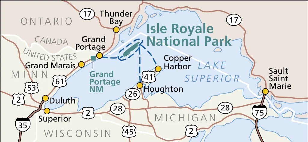 The shape of Lake Superior looks like a wolf; Isle Royale looks like its eye! :)