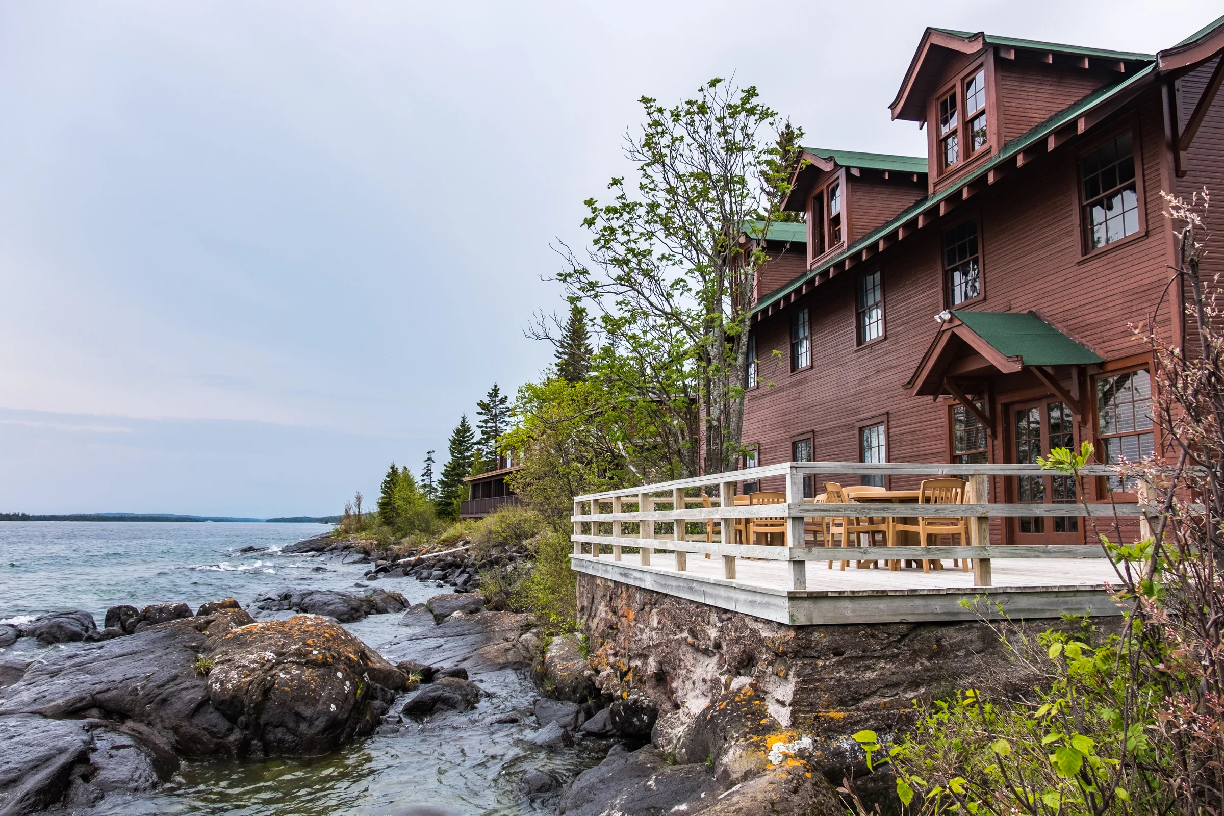 Exterior of a Housekeeping Cabin at the Rock Harbor Lodge in Isle Royale.