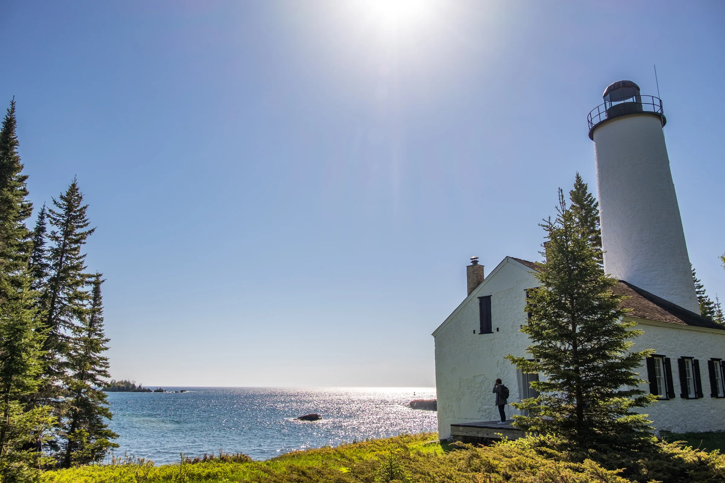 The oldest lighthouse on the island, the Rock Harbor Lighthouse, built in 1855.