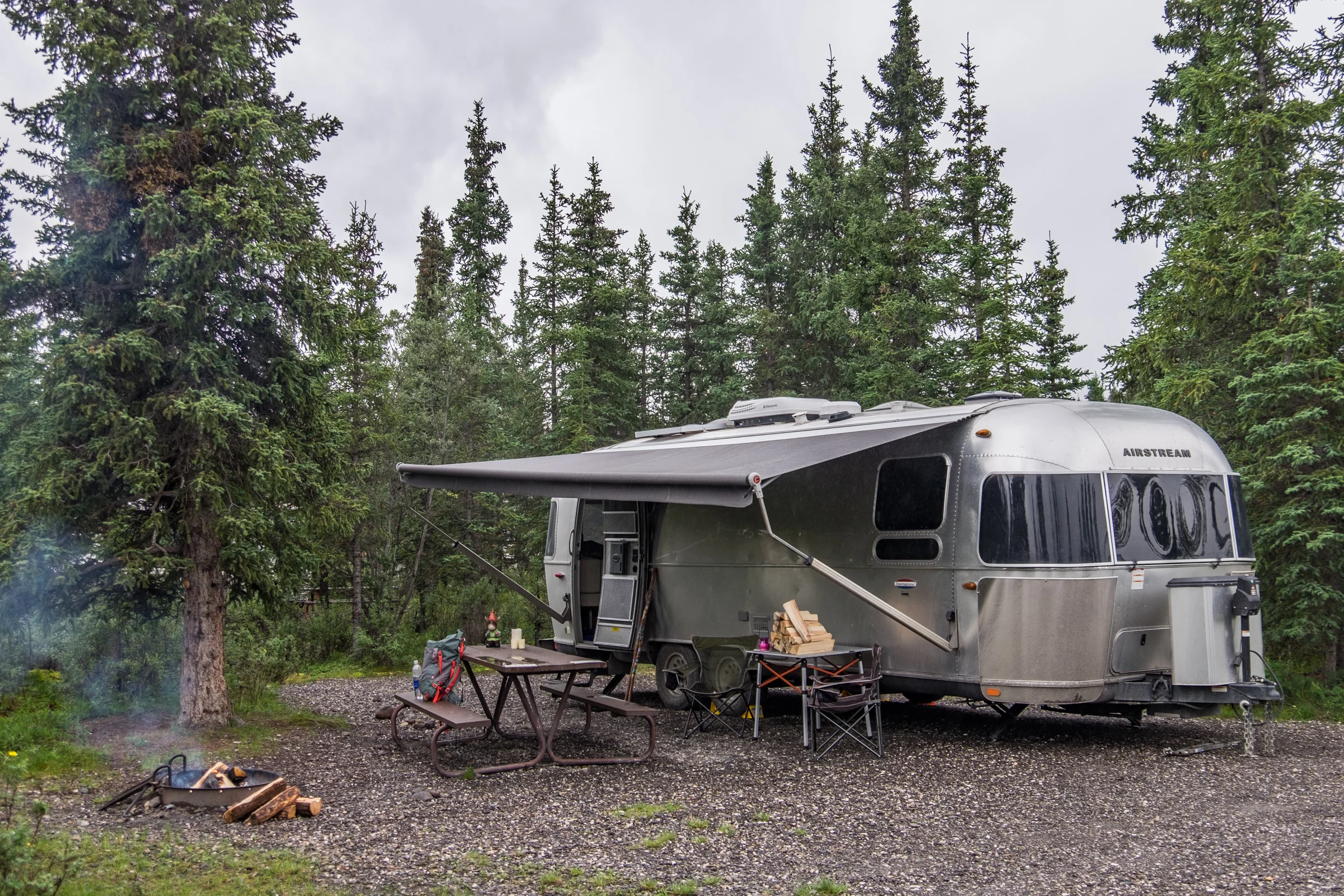Wally the Airstream found a sweet spot in the Teklanika campground, located 30 miles in on Denali Park Road. 