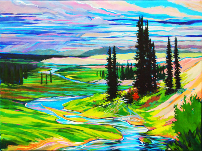Grayling Stream by Constance Baltuck, Acrylic on canvas, 2011 Kobuk Valley National Park Artist-in-Residence . Credit: NPS