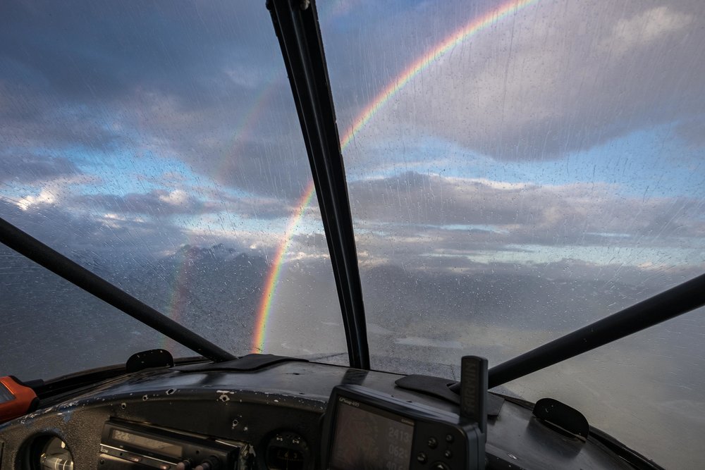  It started to rain and we actually flew through a double rainbow. 