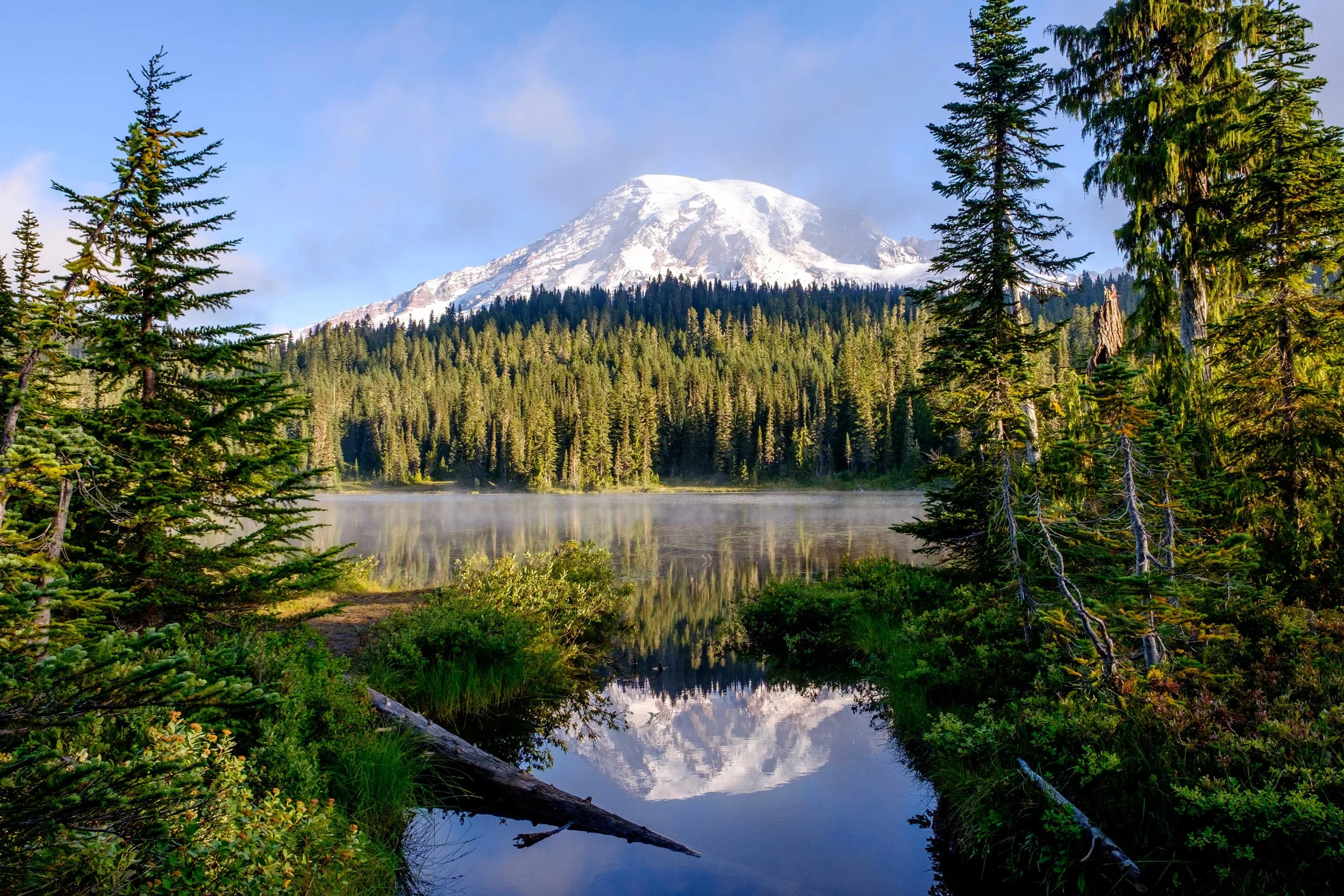Reflection Lakes holds up a mirror for Mount Rainier, Washington state's beloved stratovolcano.