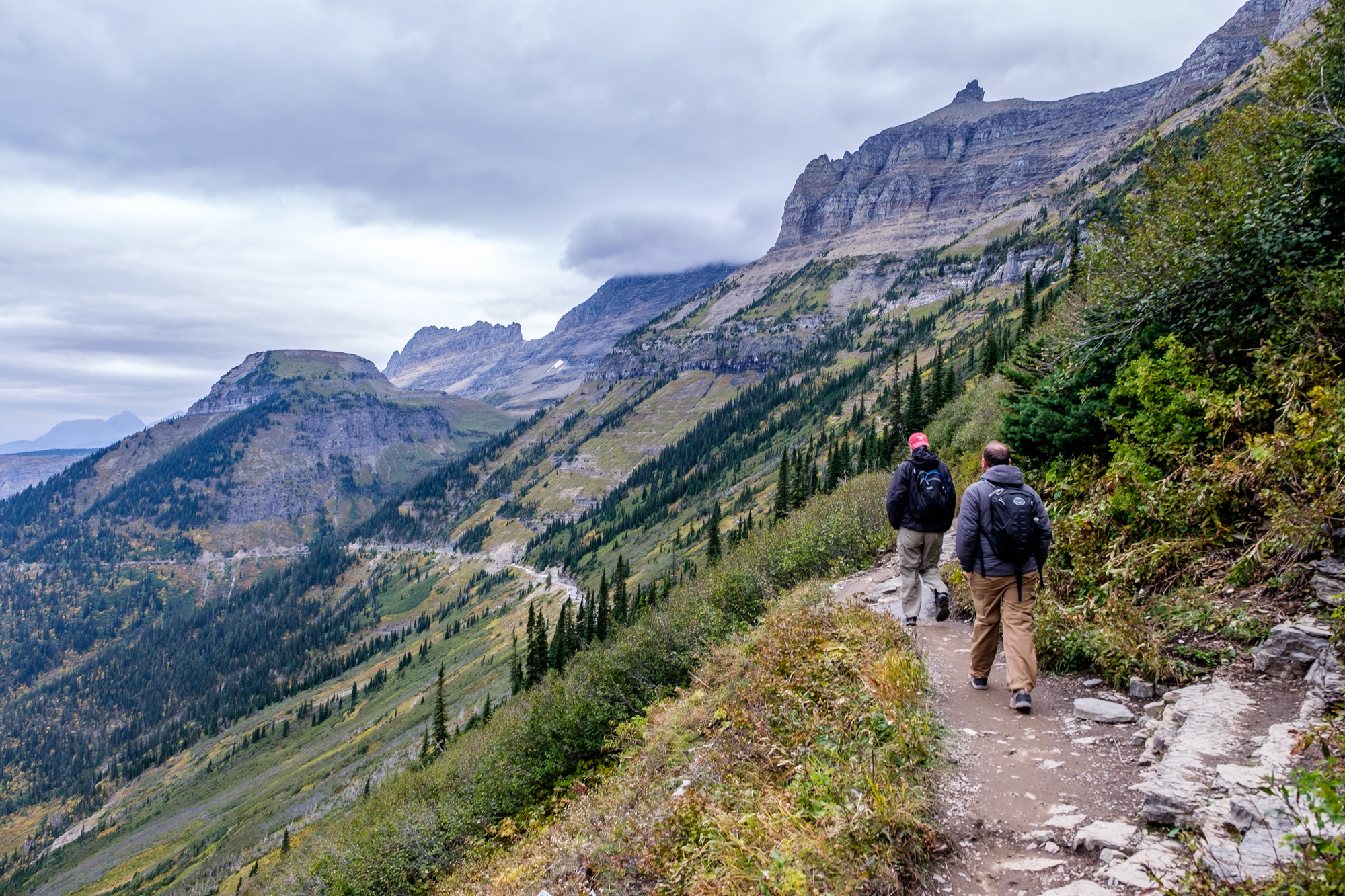 A most classic view of the Highline Trail as it starts out from the trailhead at Logan Pass. 