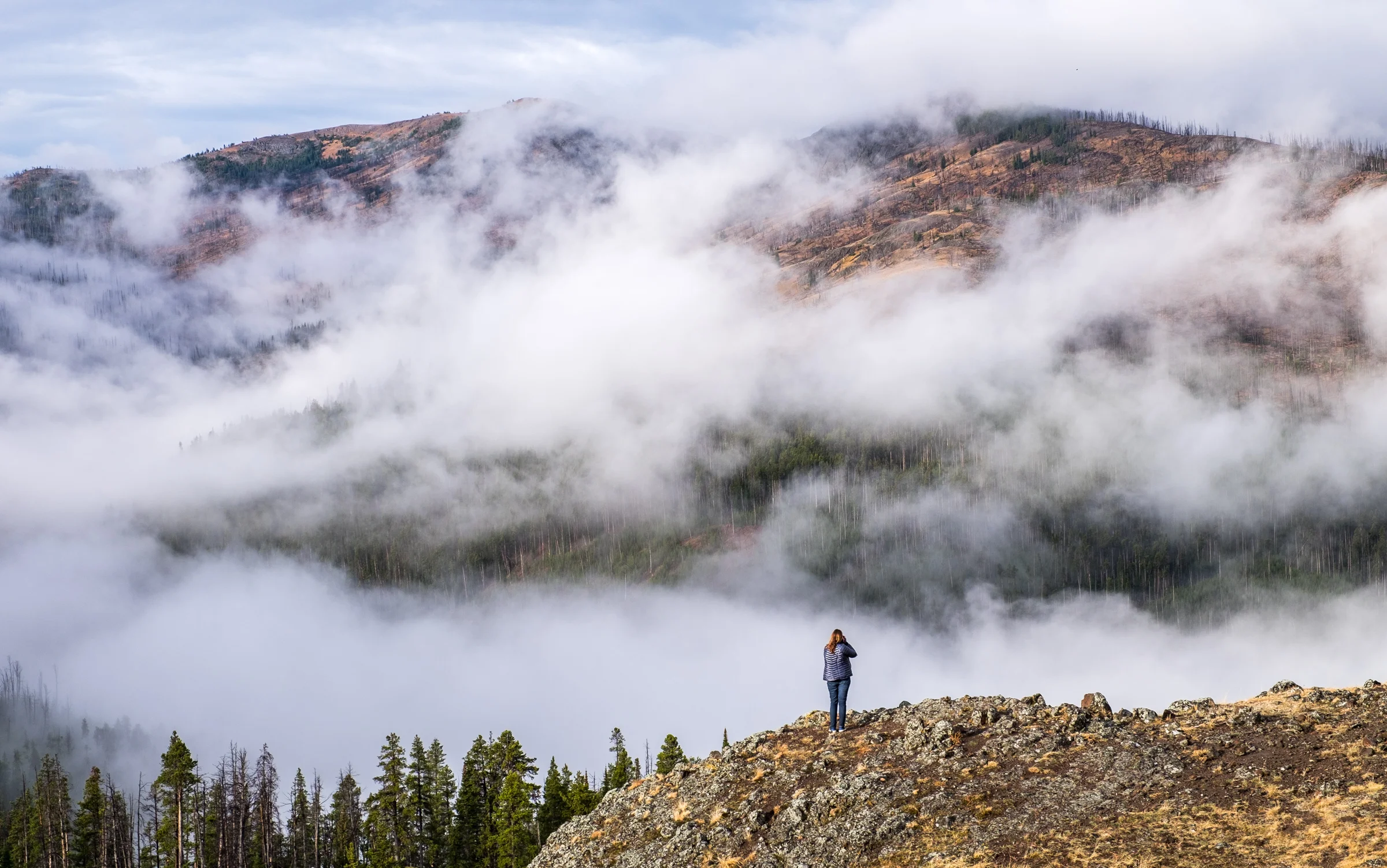 In the clouds in backcountry near Dunraven Pass. 