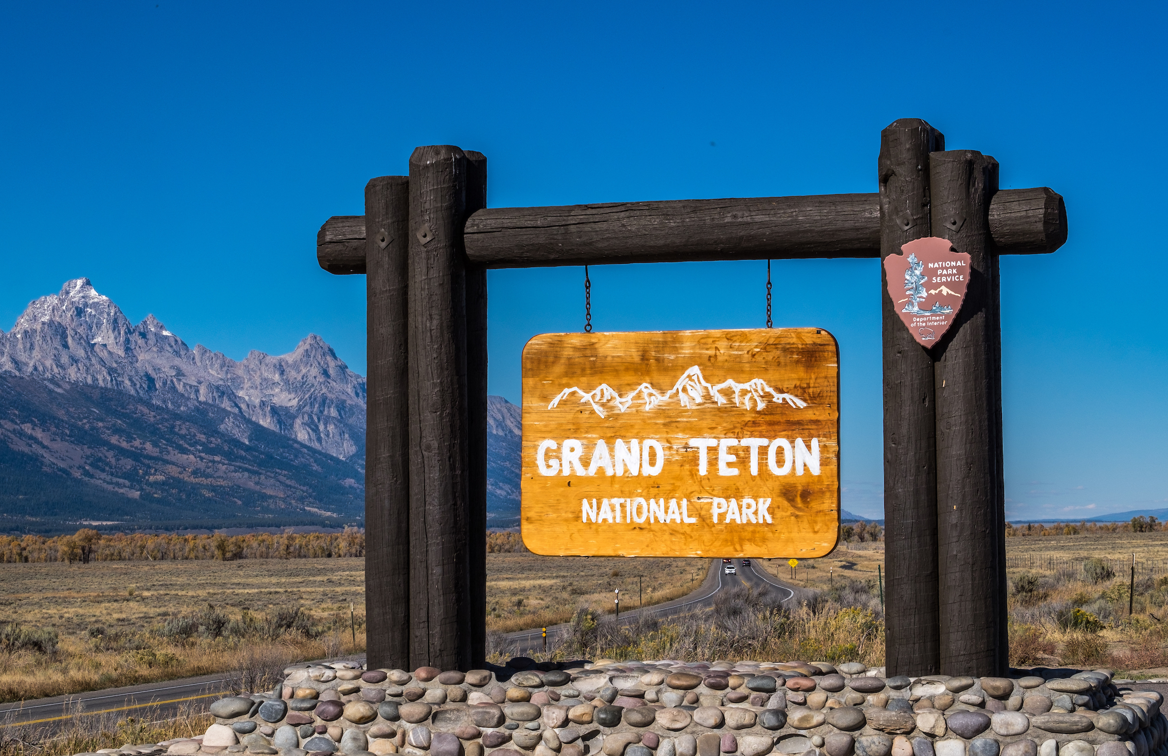 One of the entrance signs to Grand Teton National Park.