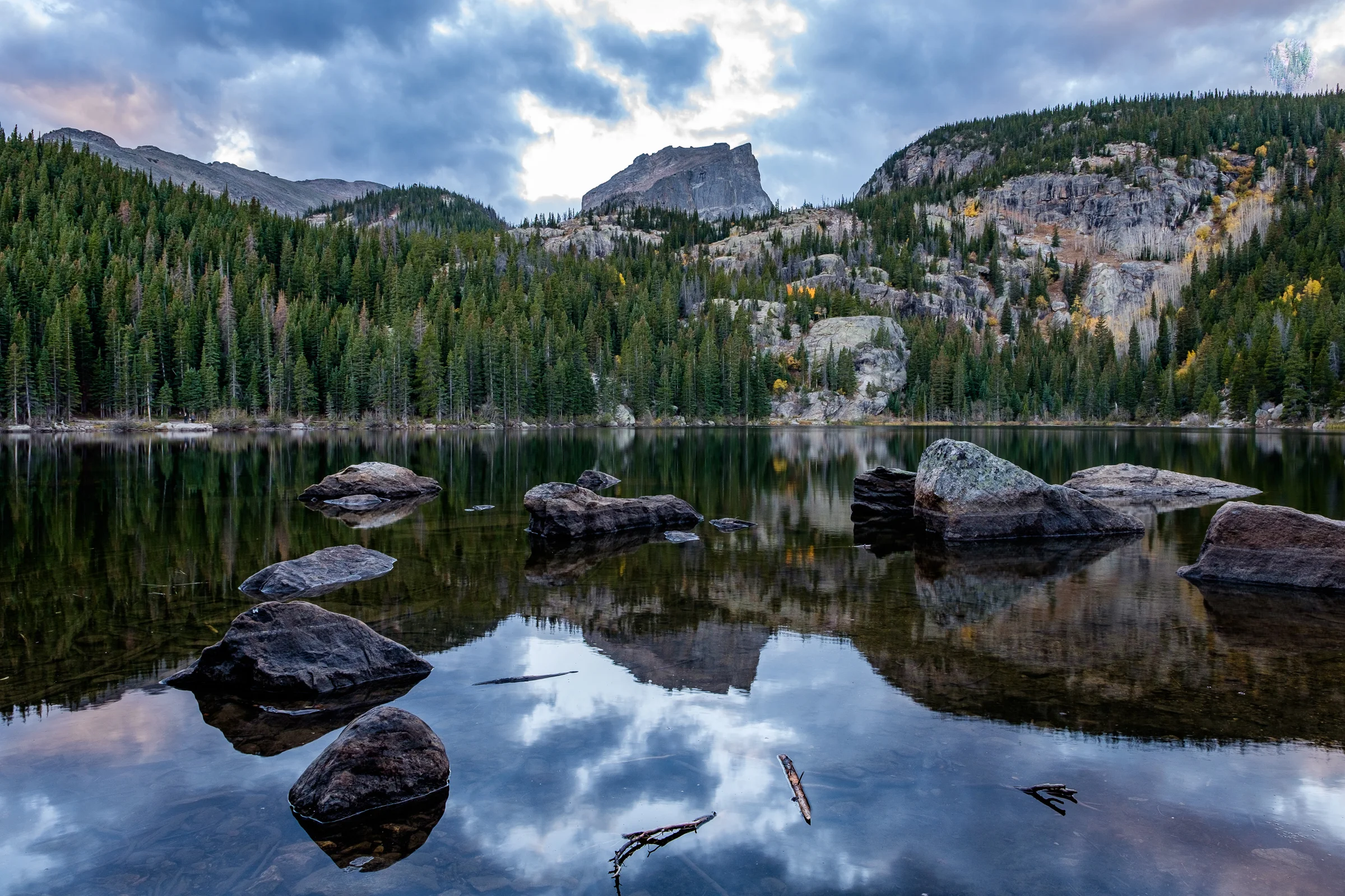 Bear Lake, the most popular place in the park! For your best shot at solitude and calm winds (read: reflection) head there in the early morning before people and winds pick up. 