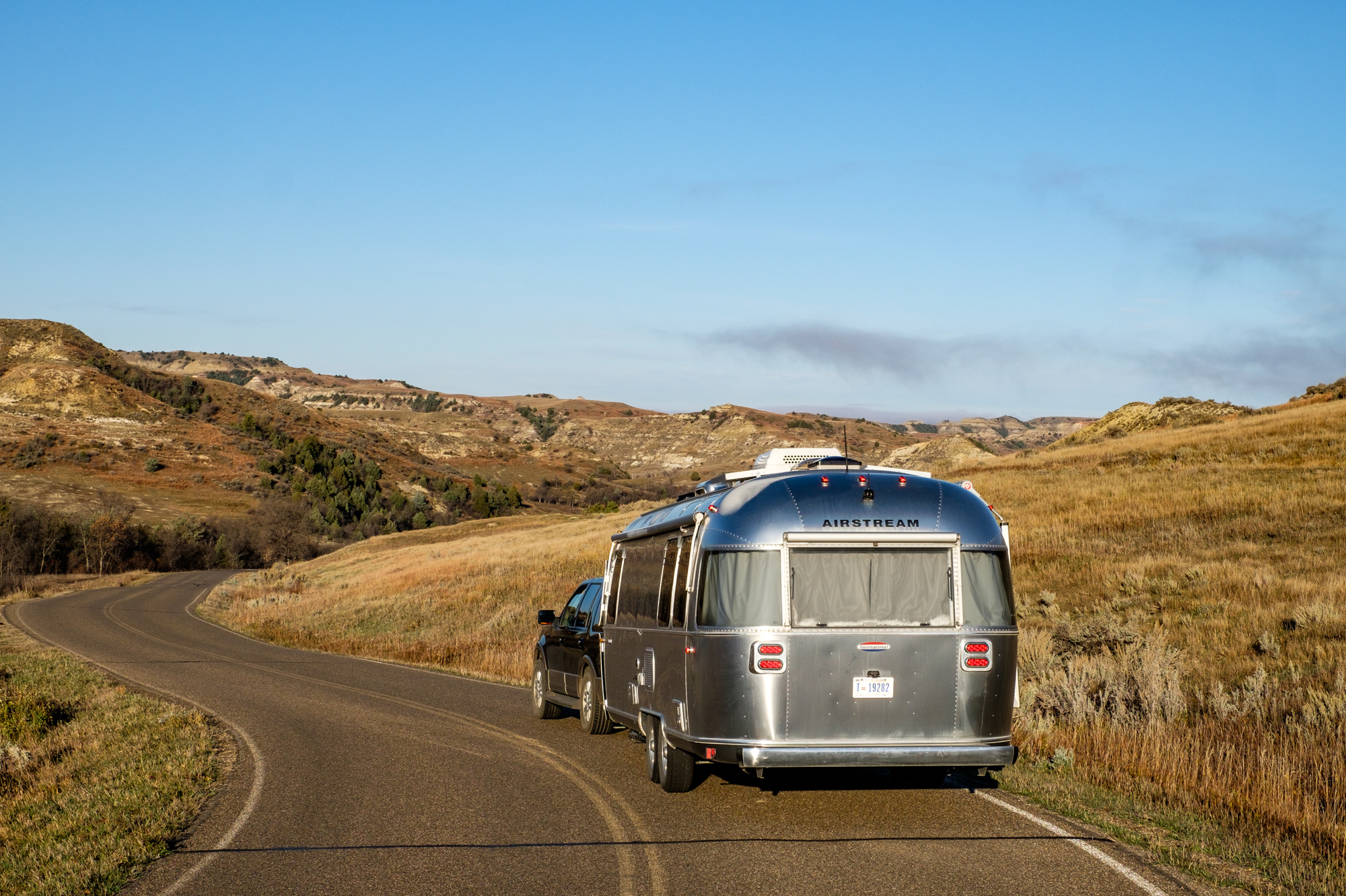 Wally the Airstream on the scenic park road in the south unit. 