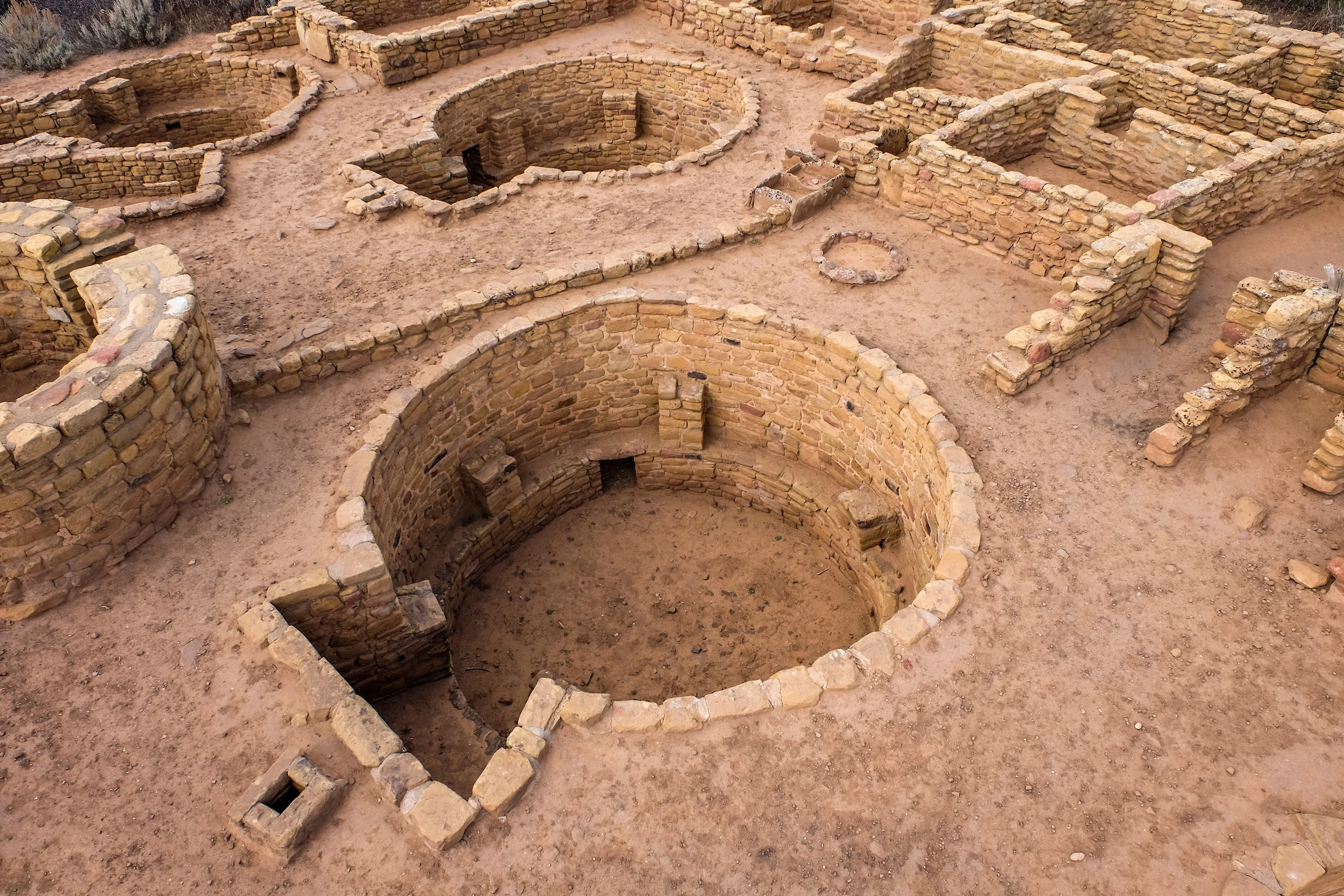 Kivas at the Far View Site Complex.