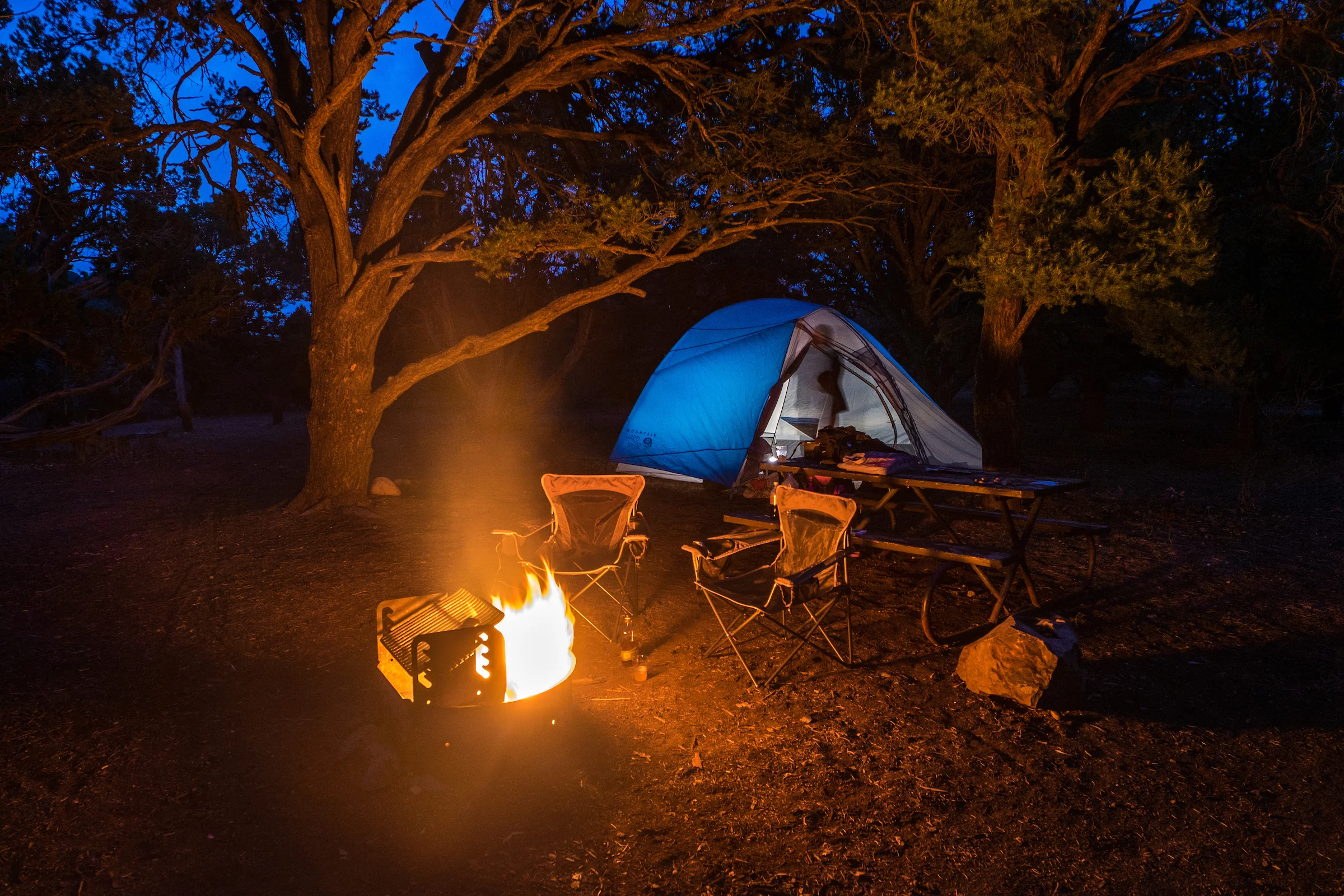 Our campsite nestled in the juniper-pinyon trees at the North Rim Campground.