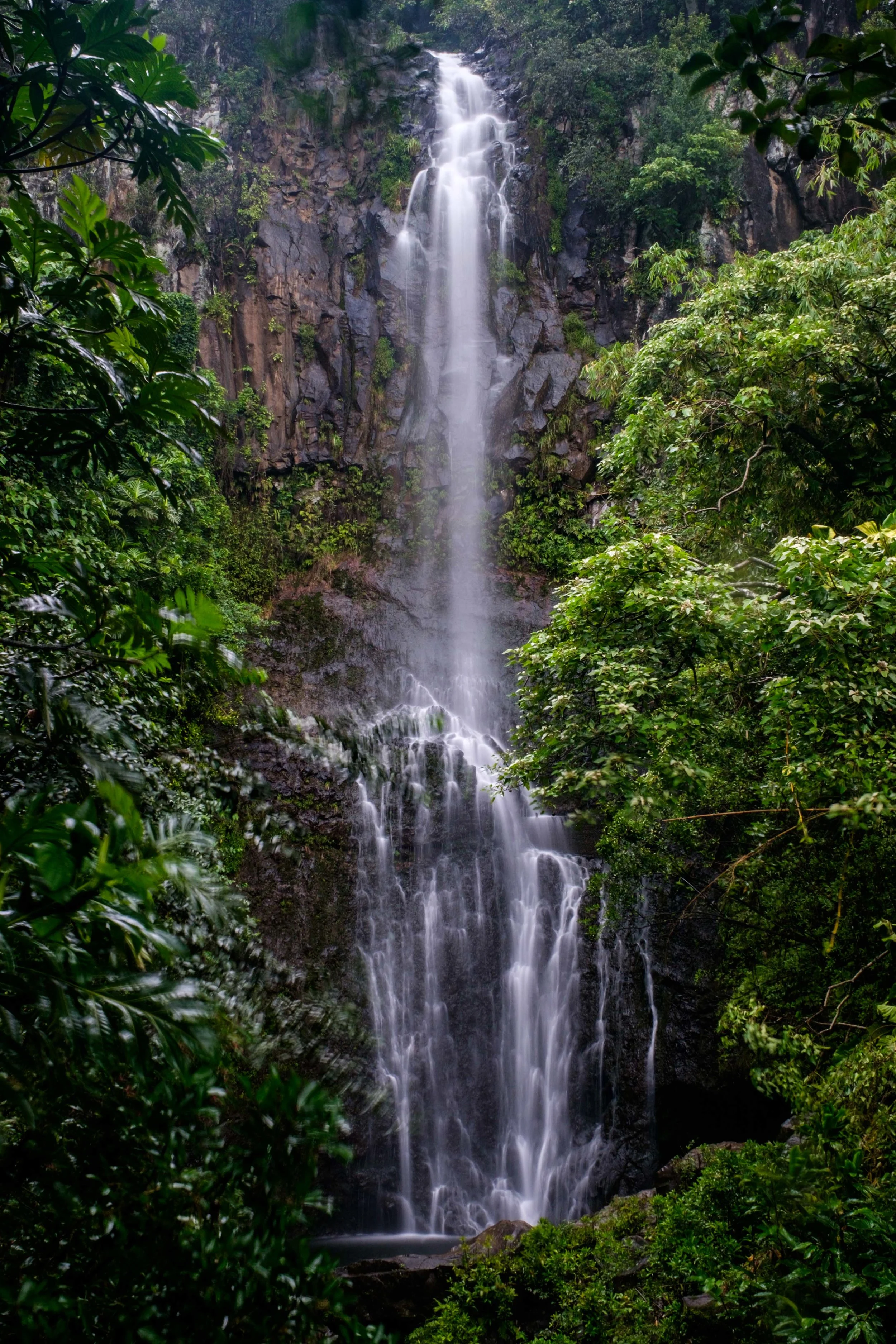 Wailua Falls, a popular stop on the Road to Hana. 