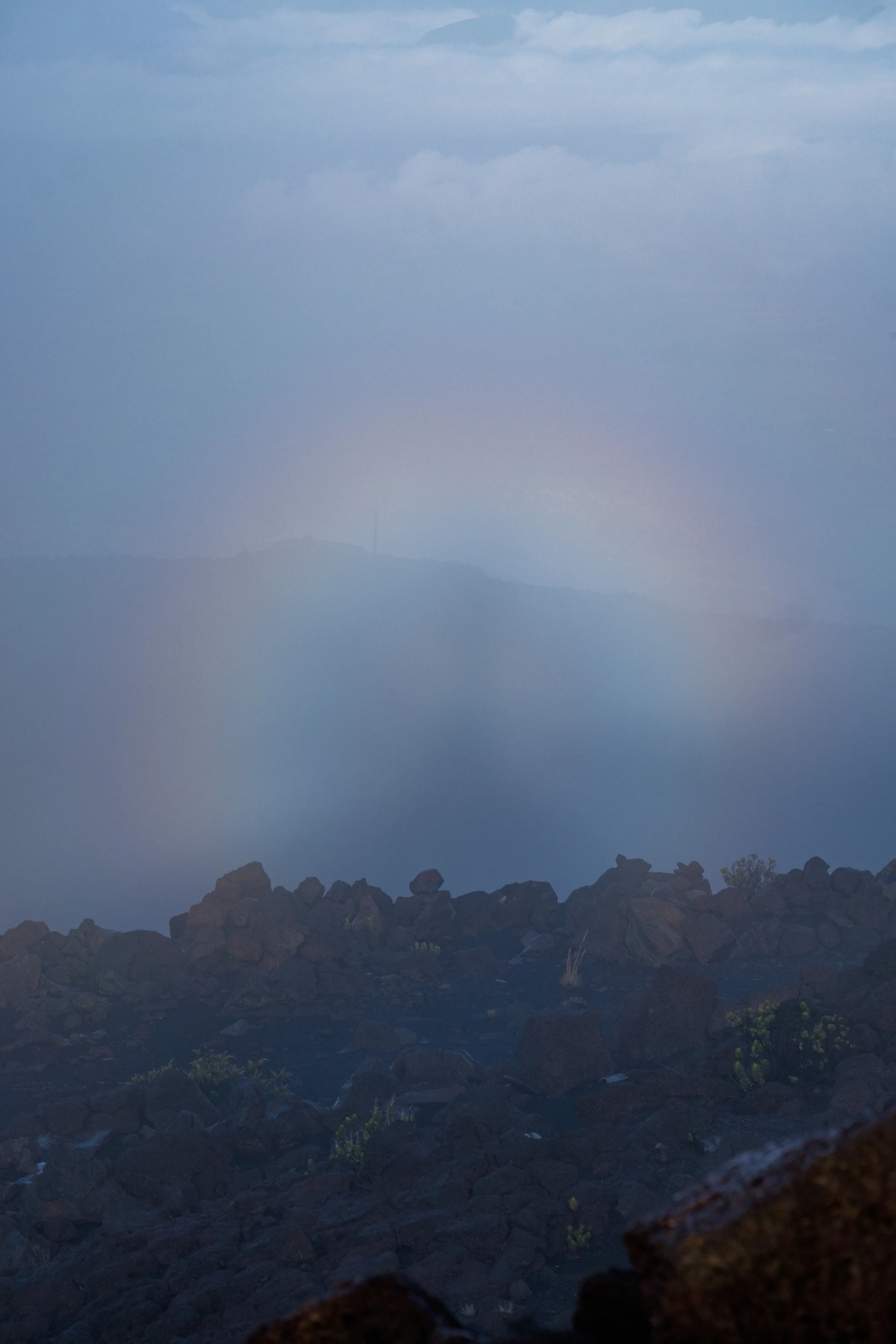 A halo forms at the summit of Haleakala. 
