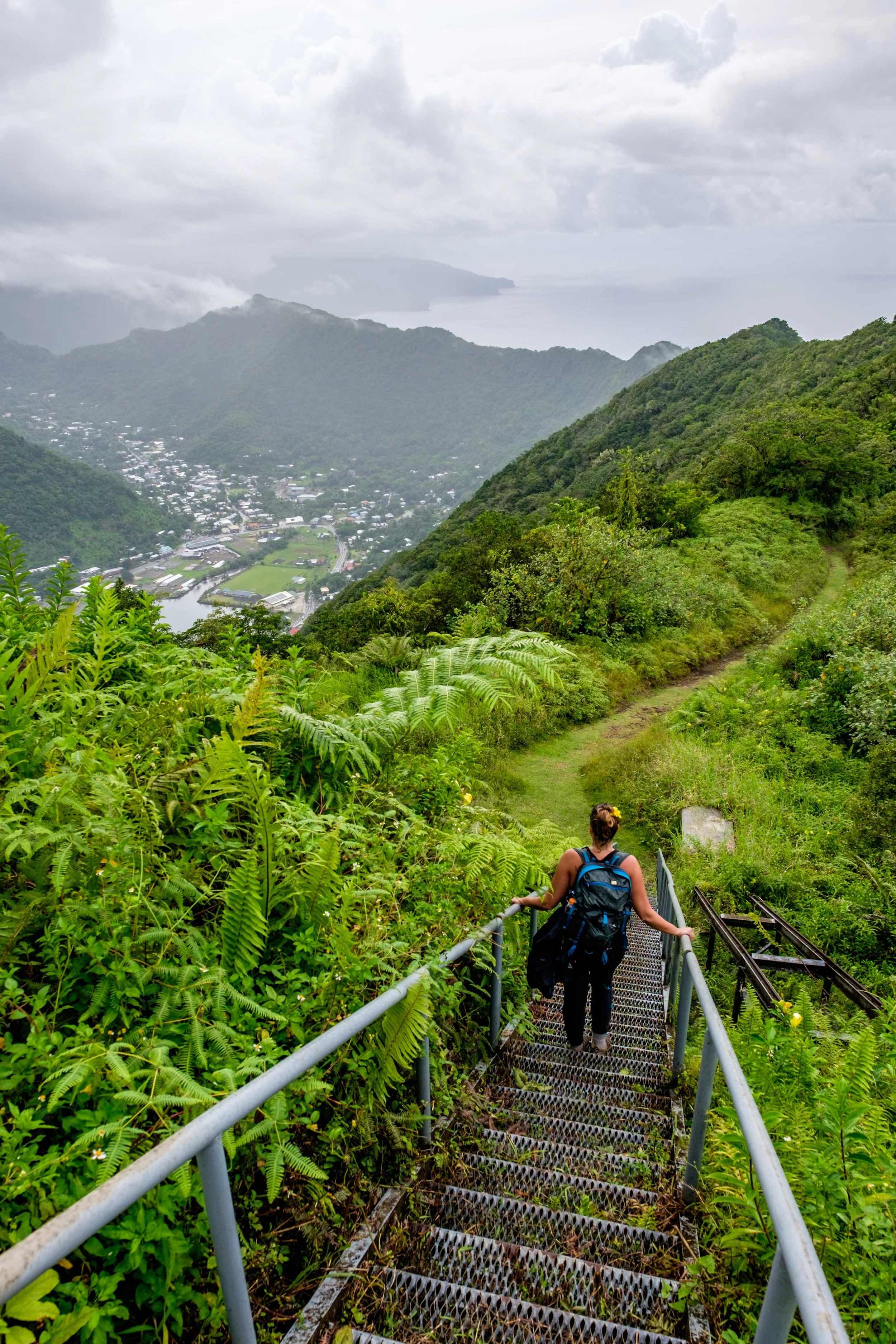 Stef descending the Mt. Alava Adventure Trail. 