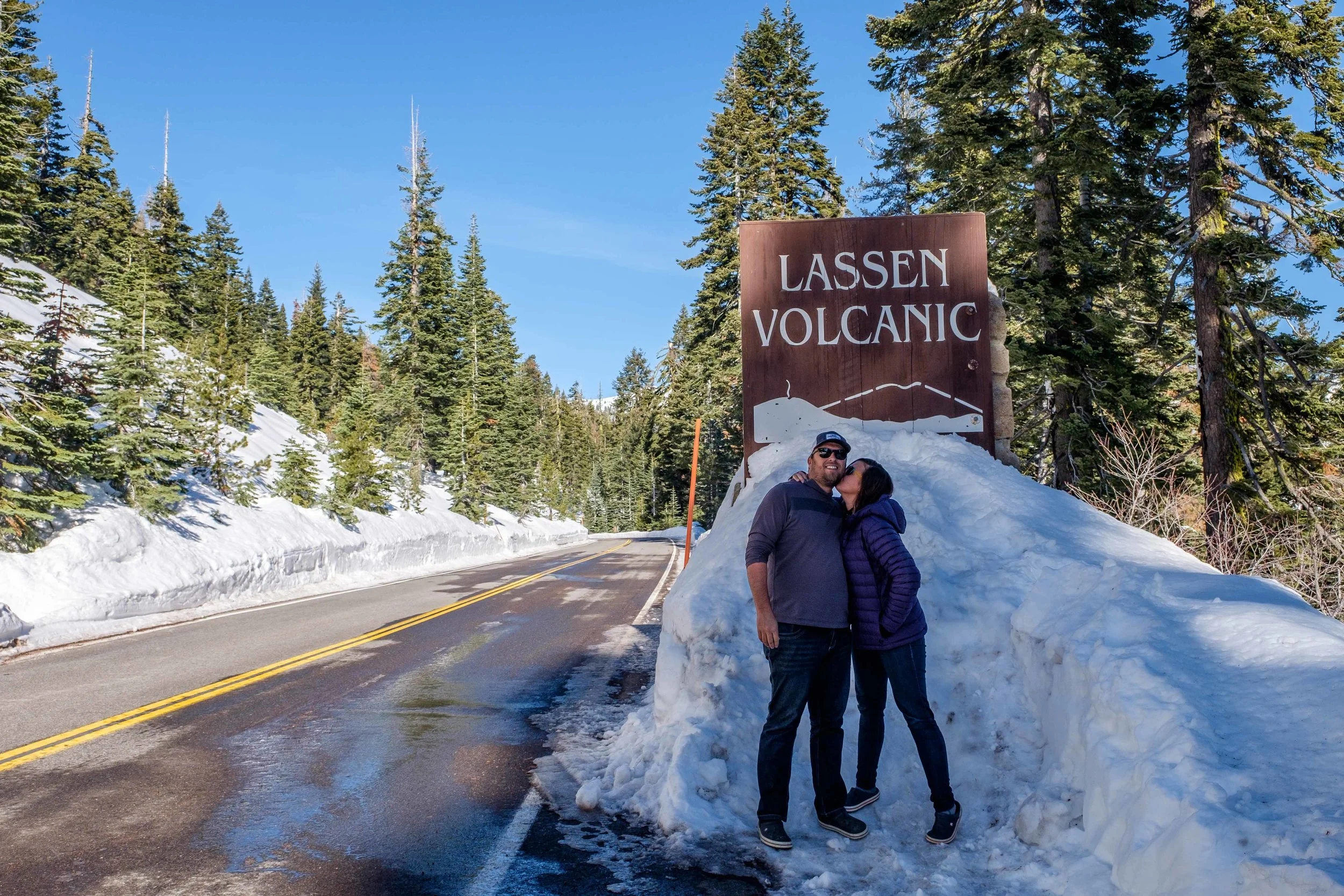 A rare share – a behind the scenes pic of us entering Lassen... nearing the end of our yearlong journey. 