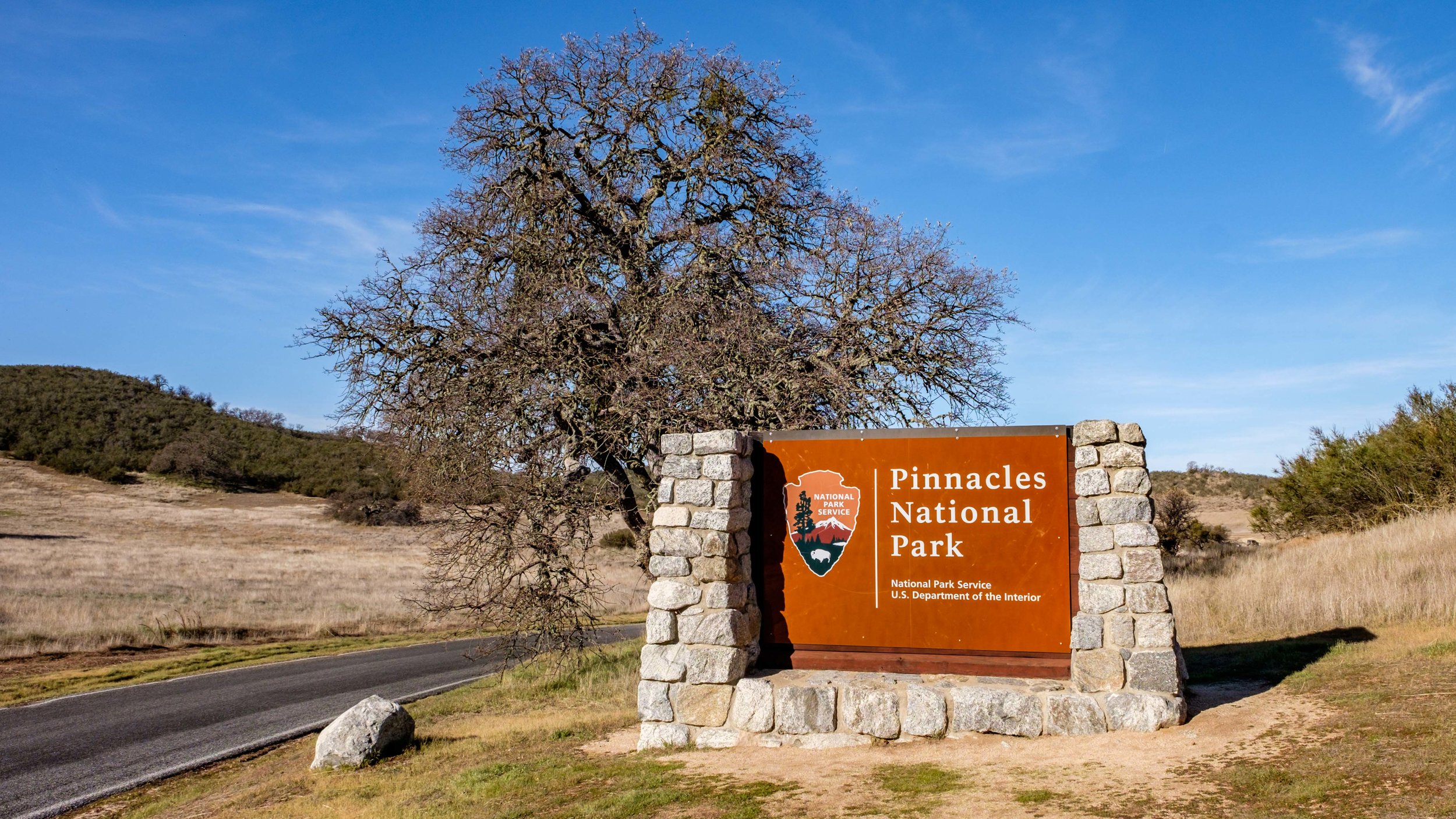 The entrance sign to America's newest national park: Pinnacles in the great state of California! 