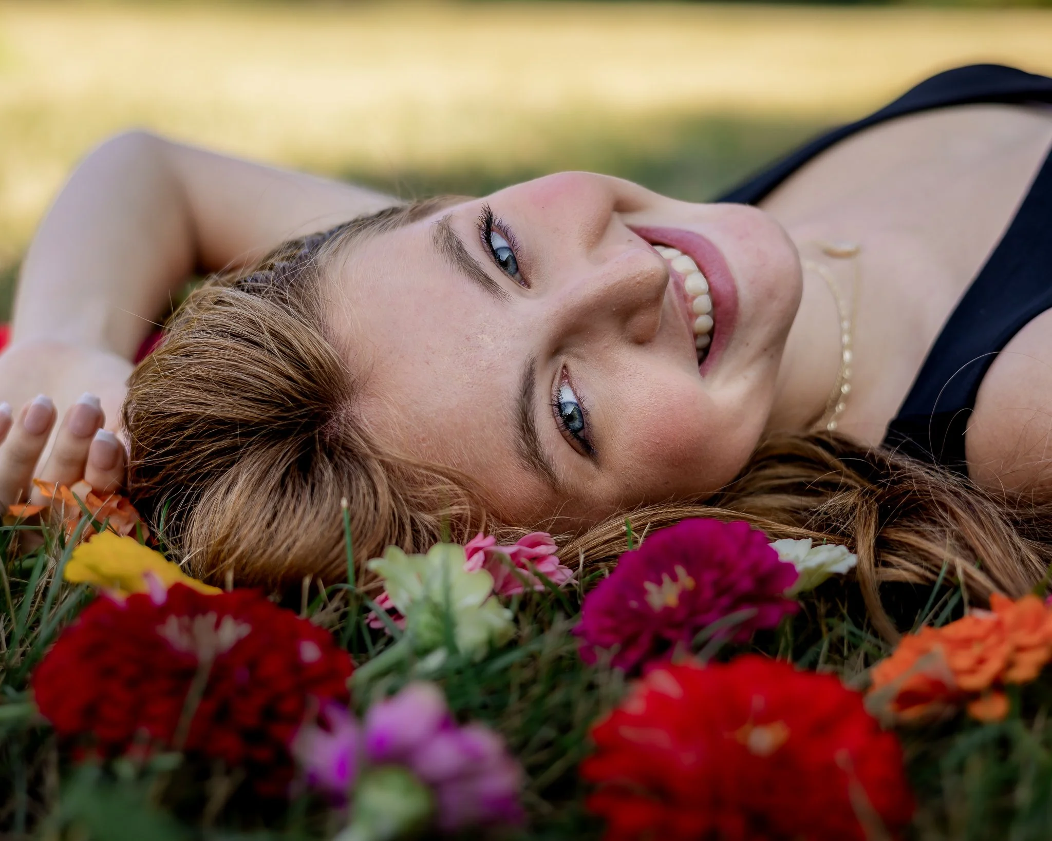 A Colorful Flower Field Senior Session | West Michigan Senior Photographer