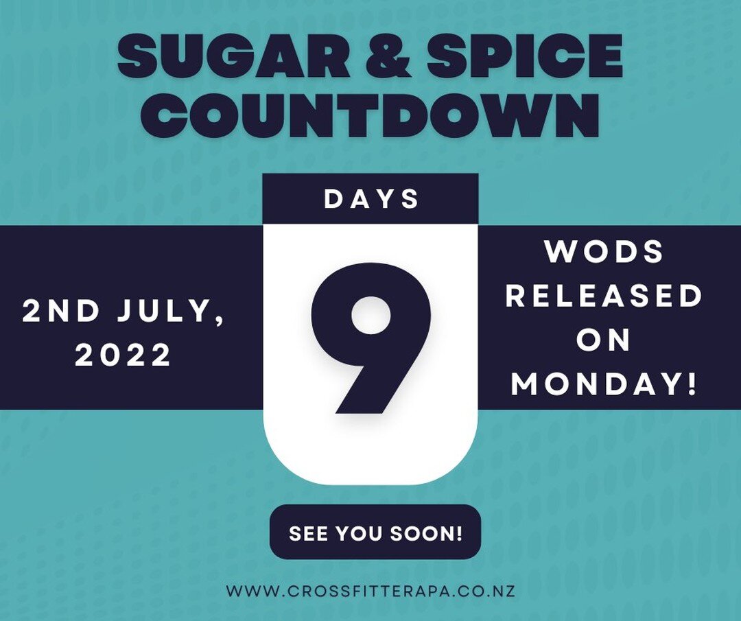🍬WODs will be released on Monday 27th June at 12pm 🍬
🌶 See you all next week 😎
::::::::::::: ::::::::::::: :::::::::::::
#sugarandspice2022 @crossfitterapa @battlegroundeventsnz #battlegroundeventsnz2022 #mixedpairs #crossfit #ninedaystogo