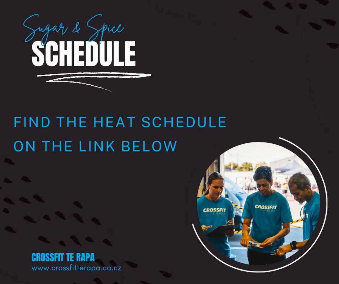 🥳 Please use the following link to find the heat schedule for the day! 🥳
.
https://app.wodifyarena.com/Event/Event.aspx?EventId=17552&amp;Tab=schedule
.
.
#sugarandspice2022 #mixedpairs #crossfitterapa #battlegroundeventsnz2022 #beginners #scaled #