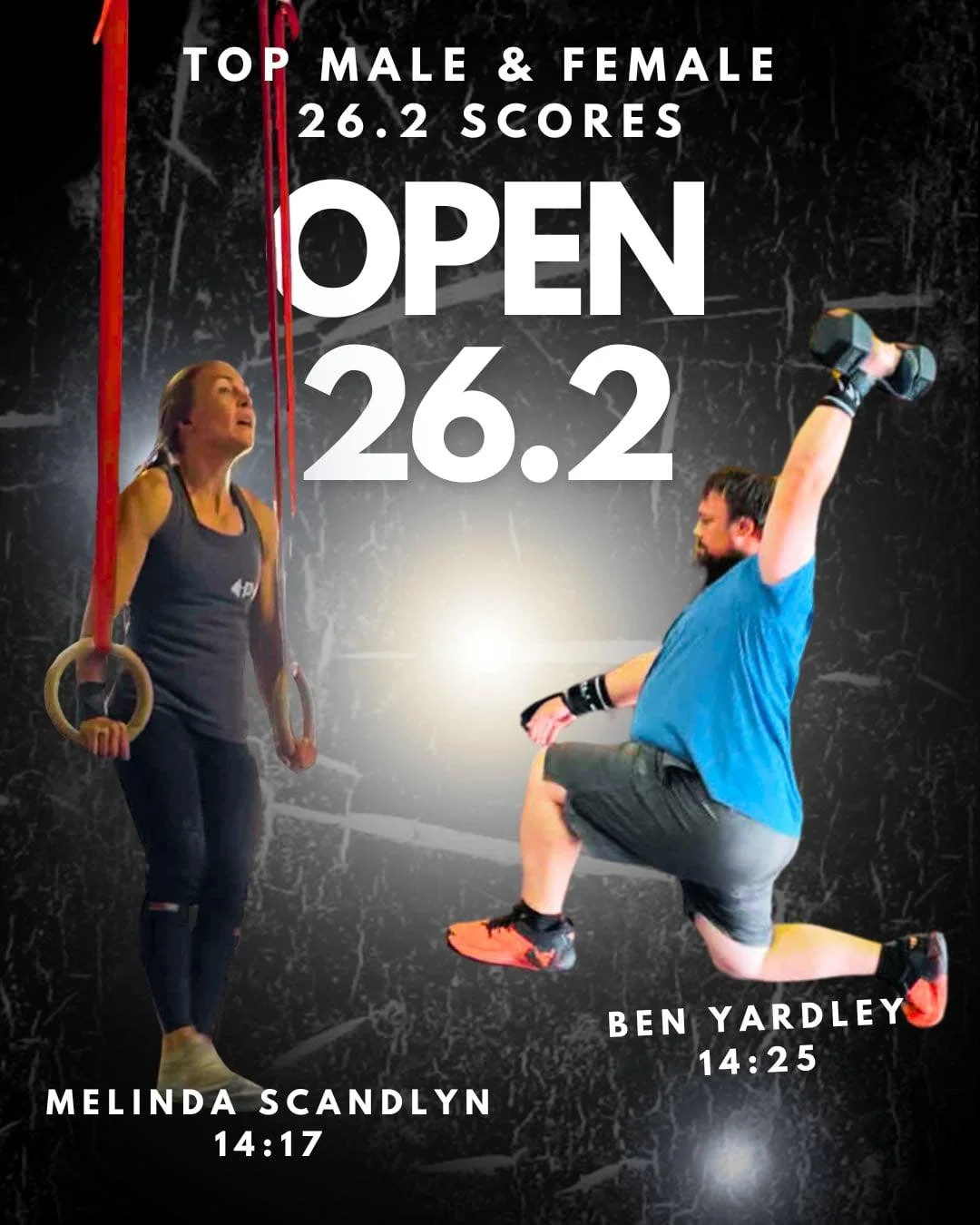 🔥 Open 26.2 &ndash; Top Finishers 🔥

Huge effort from everyone who took on Open 26.2 this week! 

🏆 Congrats to Ben Yardley &amp; Melinda Scandlyn for taking out the top spots.

👏 Bring on the final week 💪