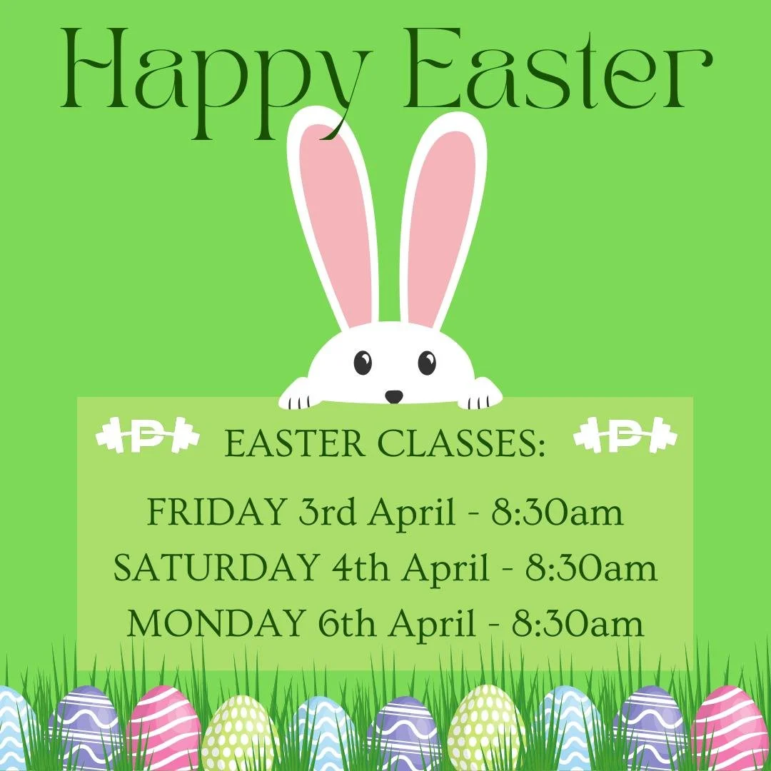 🐣Easter Weekend Classes 🐣

Come join us for a sweat session and start your day feeling good 🌼

We will have classes on at 8:30am on Friday 3rd, Saturday 4th and Monday 6th April. 
Drop-ins always welcome