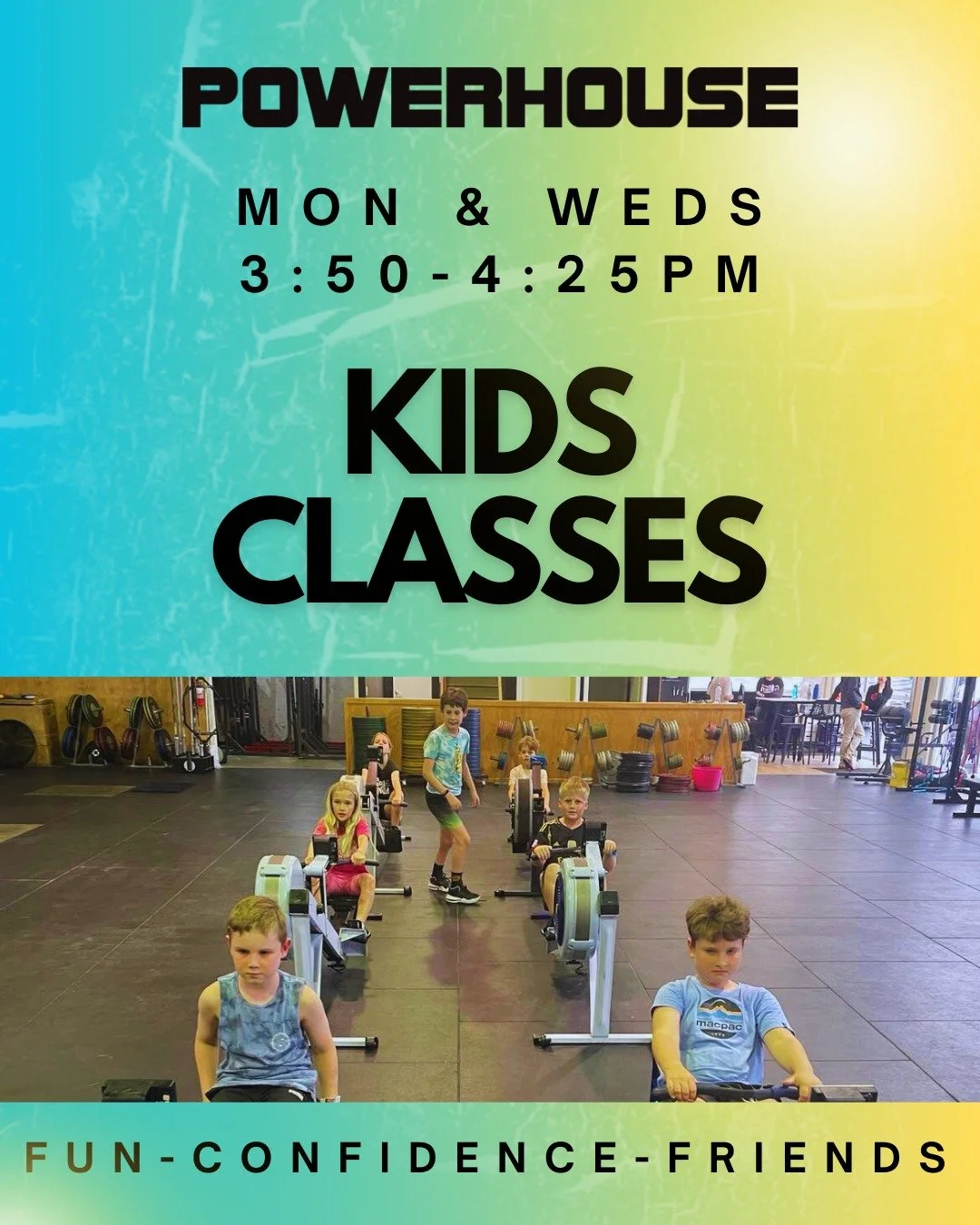 💥Powerhouse Kids is back and your child&rsquo;s first 2 weeks are FREE!

Who&rsquo;s it for?
Kids from Kindy and up &ndash; all welcome!

When: Mon &amp; Weds | 3:50&ndash;4:25 PM

Trial: 2 WEEKS FREE for kids who haven&rsquo;t been before. No press