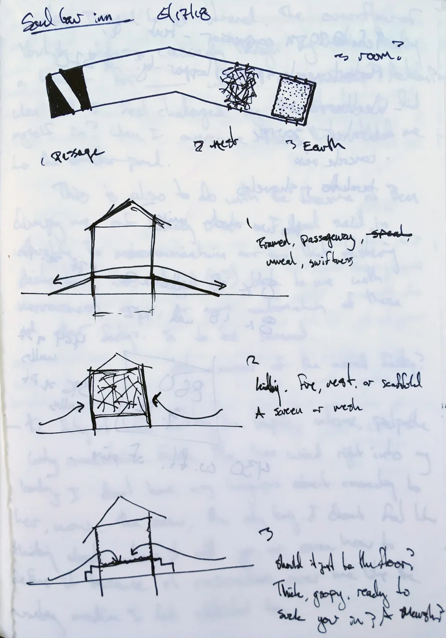Angus McCullough, Concept sketch for From Away exhibition at the Sandbar Inn, July 27-July 29, 2018