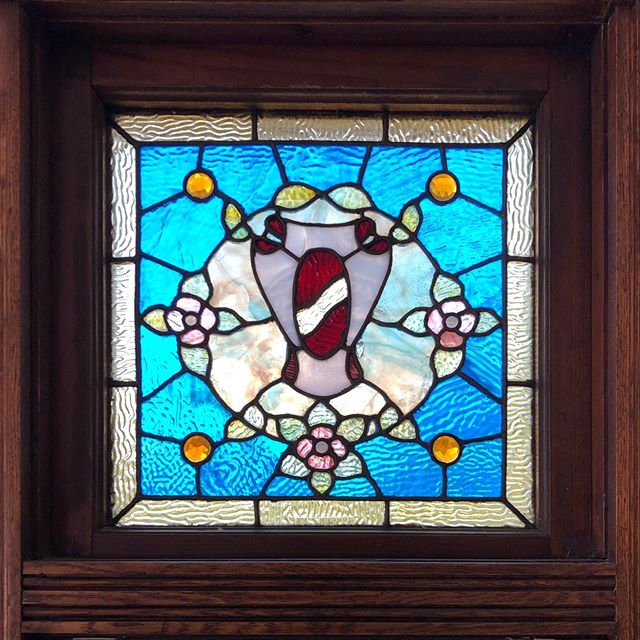 Another window from the Fredrick A. McDonald house in Green Lake. A pair of these flank a central window in the living room.