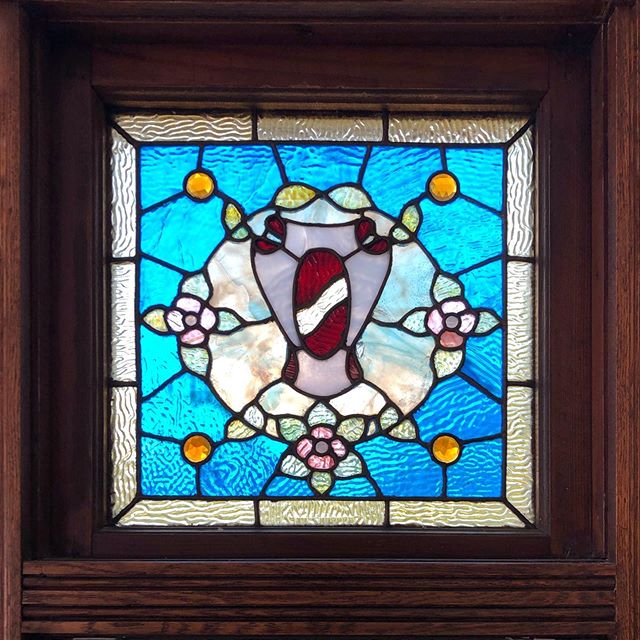 Another window from the Fredrick A. McDonald house in Green Lake. A pair of these flank a central window in the living room.