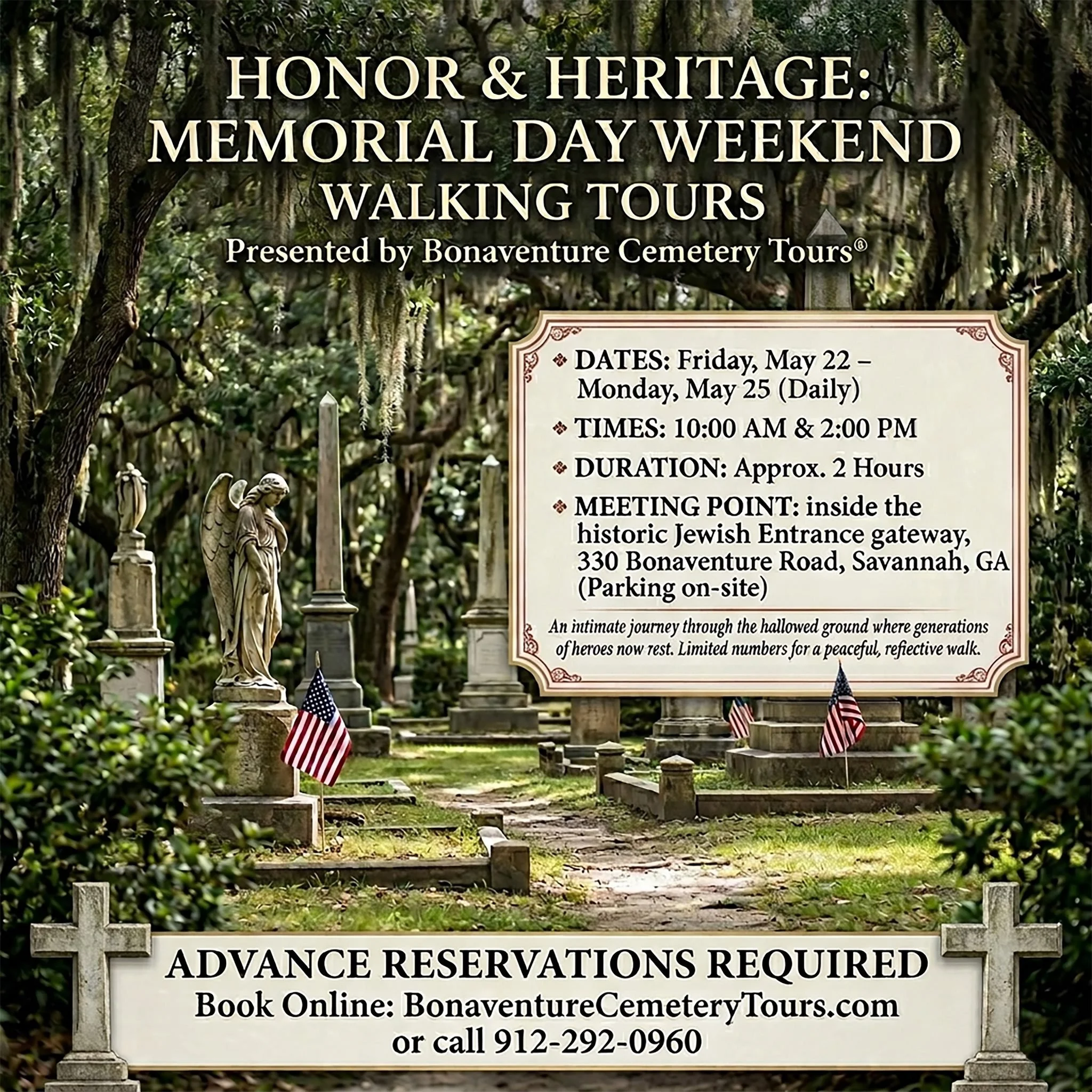 Honor &amp; Heritage:  Memorial Day Weekend at Bonaventure Cemetery Tours