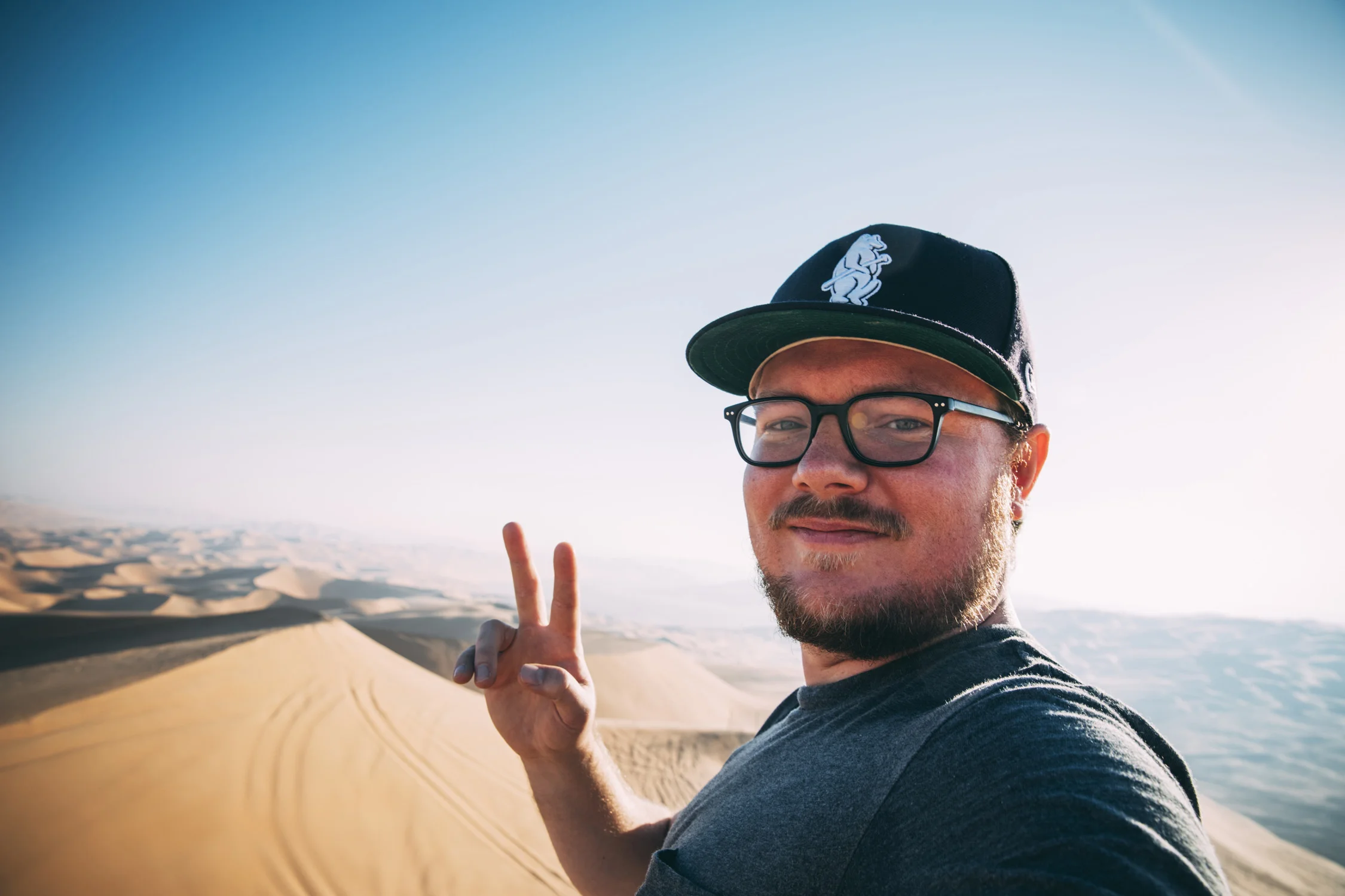 Me atop Moreeb sand dune. Liwa, UAE. December 2018.